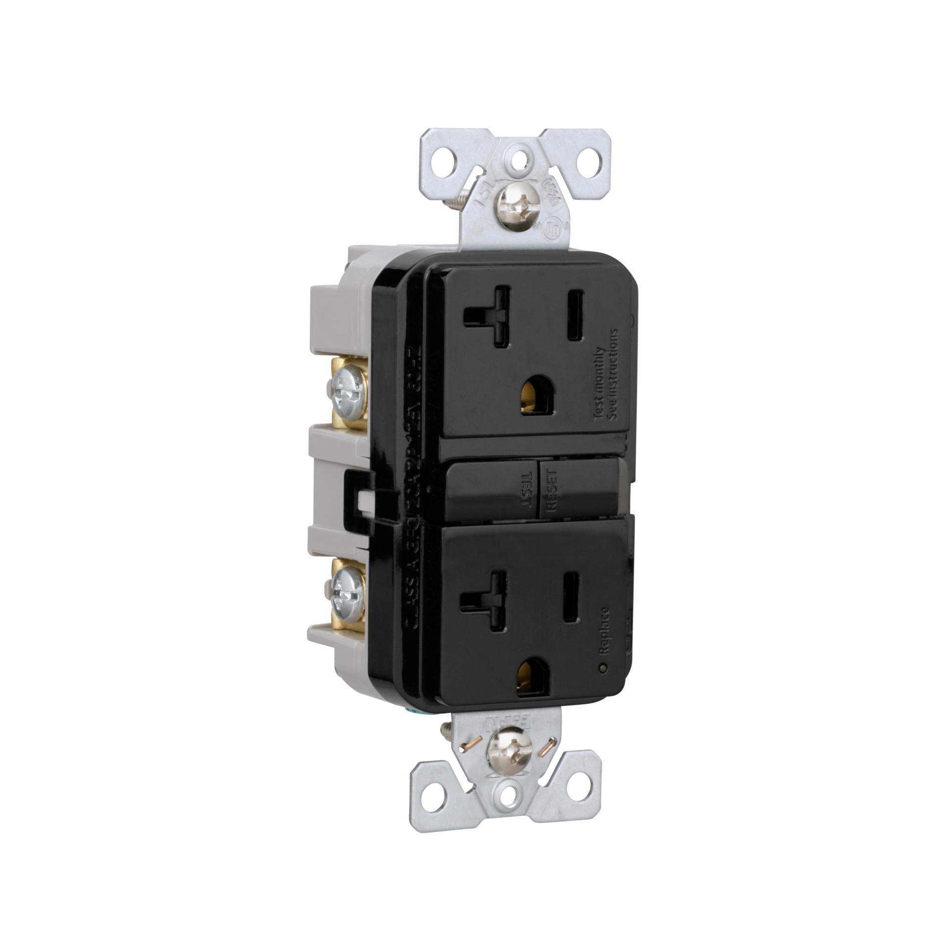slide 6 of 6, Eaton 20 -Amp 125-volt Tamper Resistant GFCI Residential Decorator Outlet , Black, 1 ct