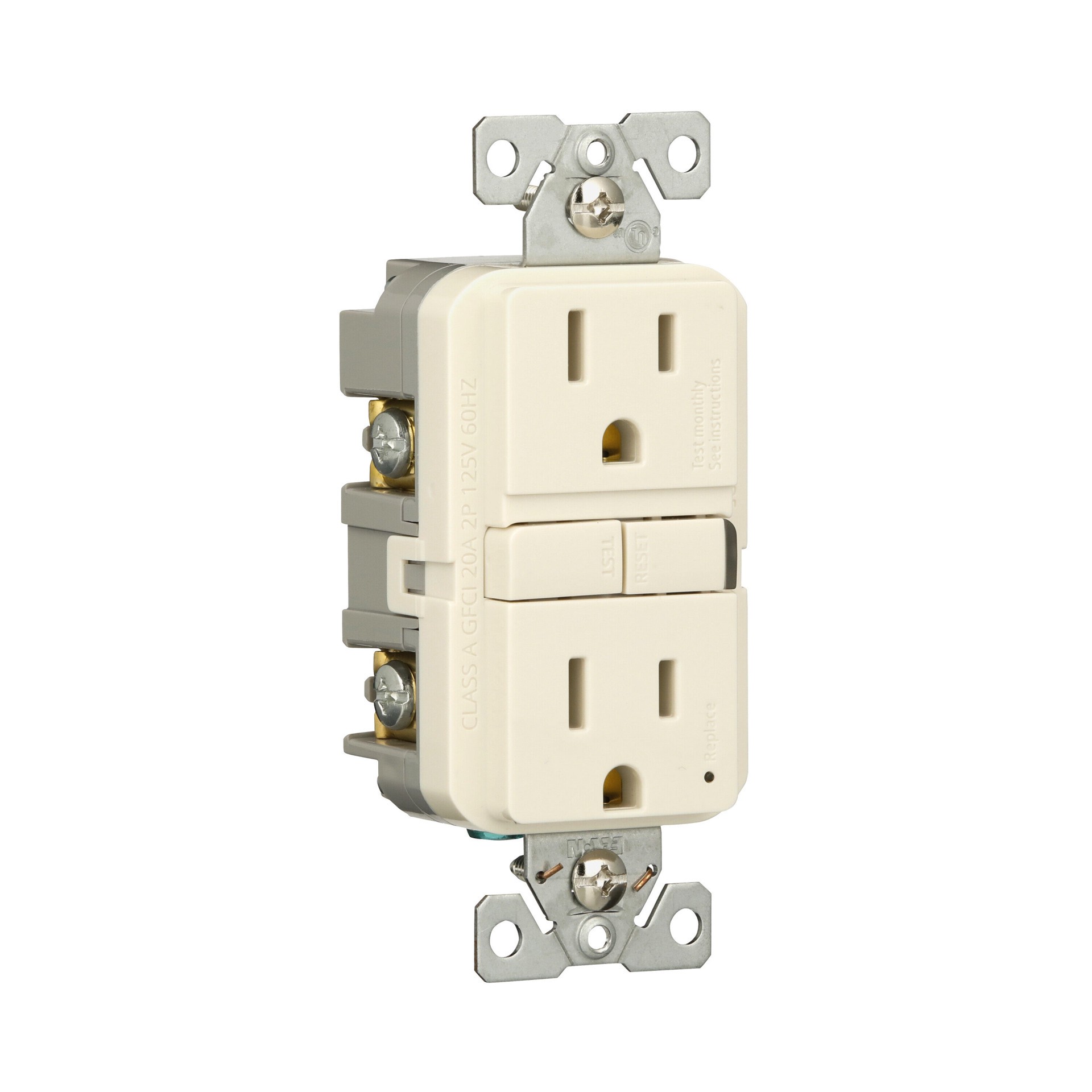slide 6 of 6, Eaton 15 -Amp 125-volt GFCI Residential Decorator Outlet , Light Almond 3 -Pack, 1 ct