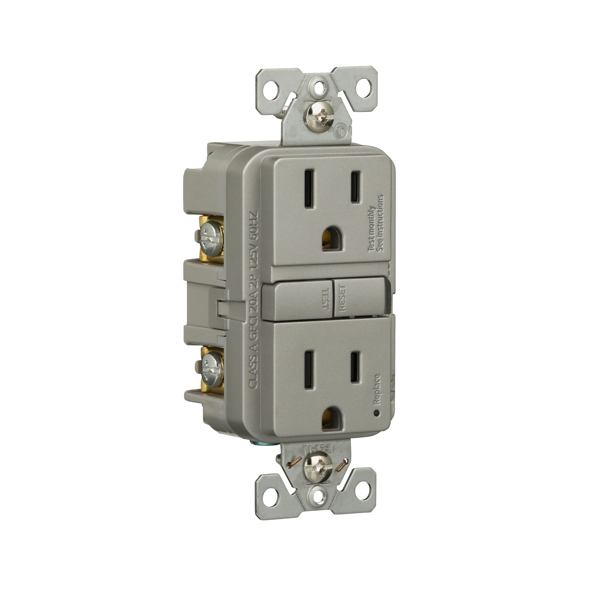 slide 5 of 6, Eaton 15 -Amp 125-volt Tamper Resistant GFCI Residential Decorator Outlet , Silver Granite, 1 ct