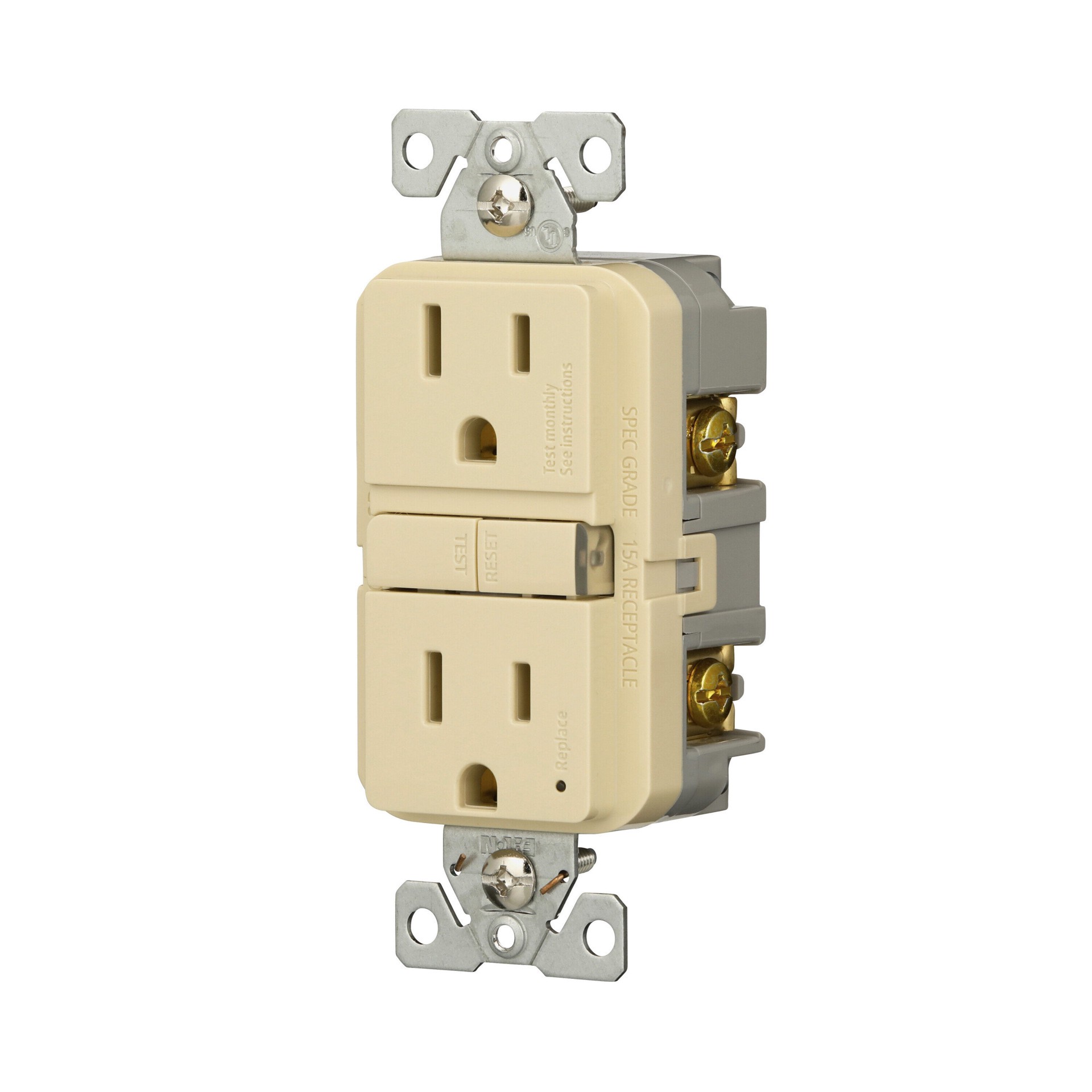 slide 2 of 6, Eaton 15 -Amp 125-volt GFCI Residential Decorator Outlet , Ivory, 1 ct