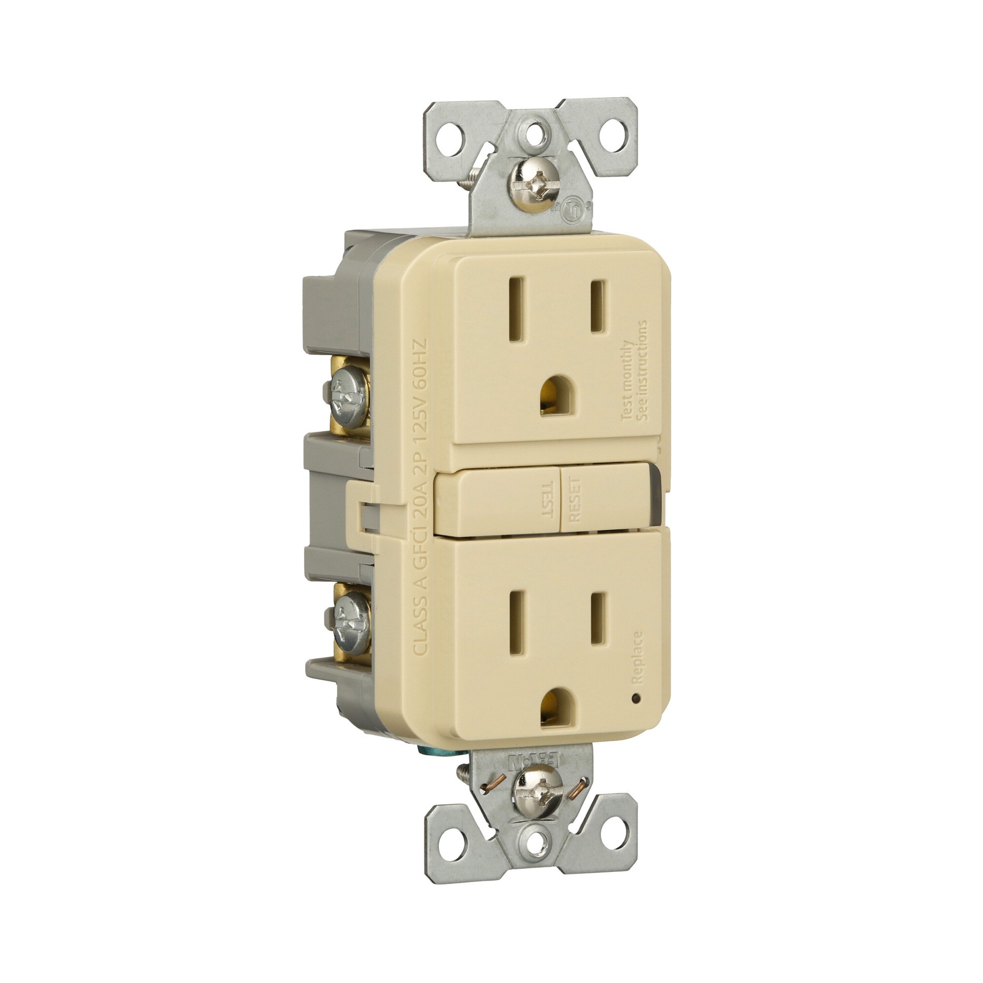 slide 6 of 6, Eaton 15 -Amp 125-volt GFCI Residential Decorator Outlet , Ivory, 1 ct