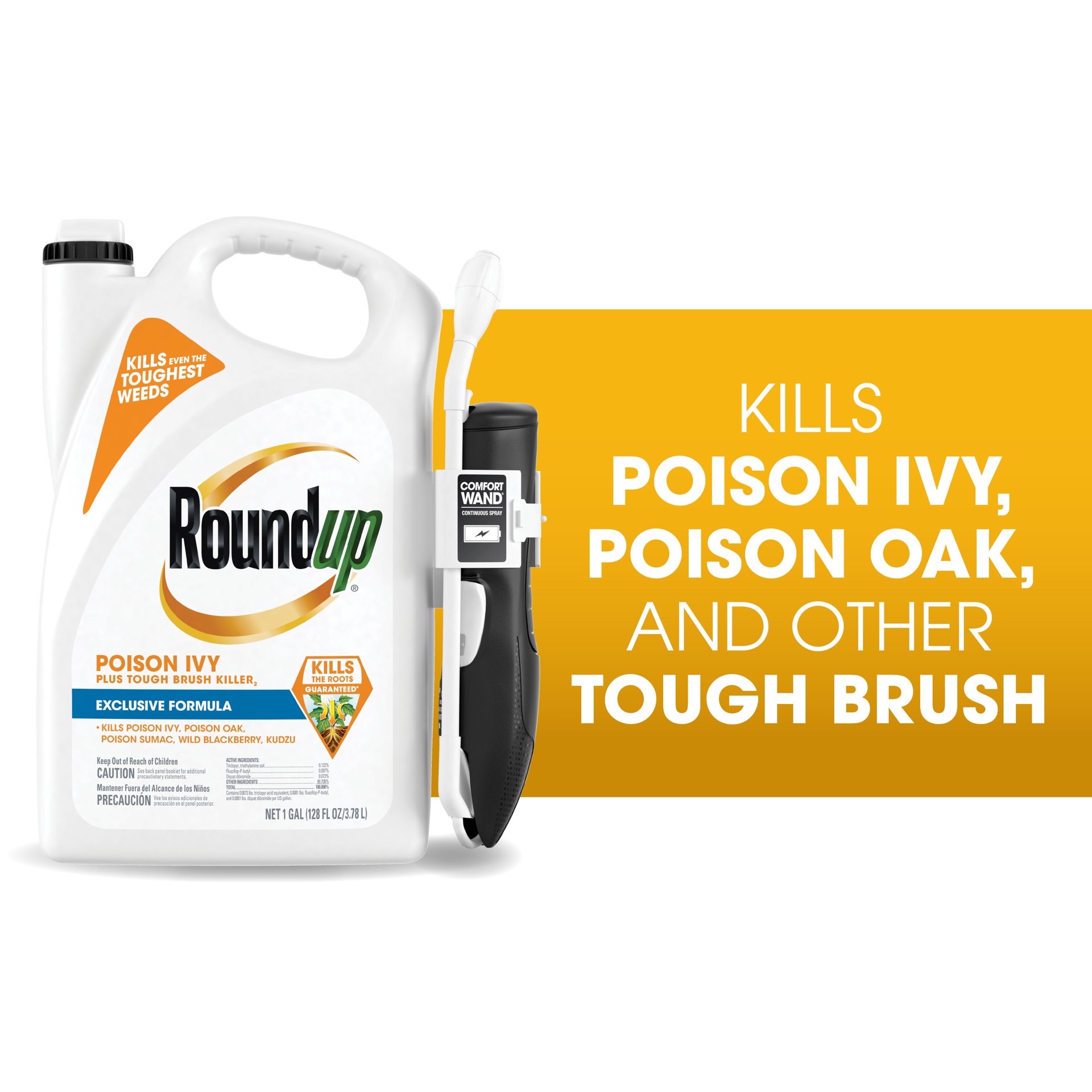 slide 3 of 6, Roundup Poison Ivy Plus Tough Brush Killer2 with Comfort Wand 1 -Gallon Ready to Use Brush Killer, 1 ct