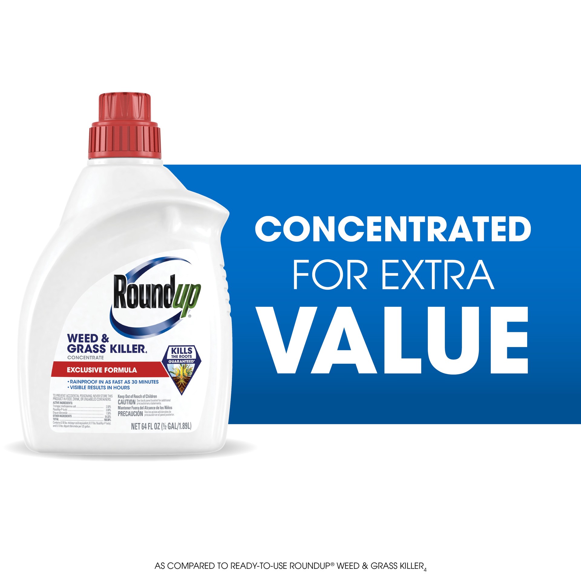 slide 3 of 6, Roundup Weed Grass Killer4 64 -fl oz Concentrate Weed and Grass Killer, 1 ct