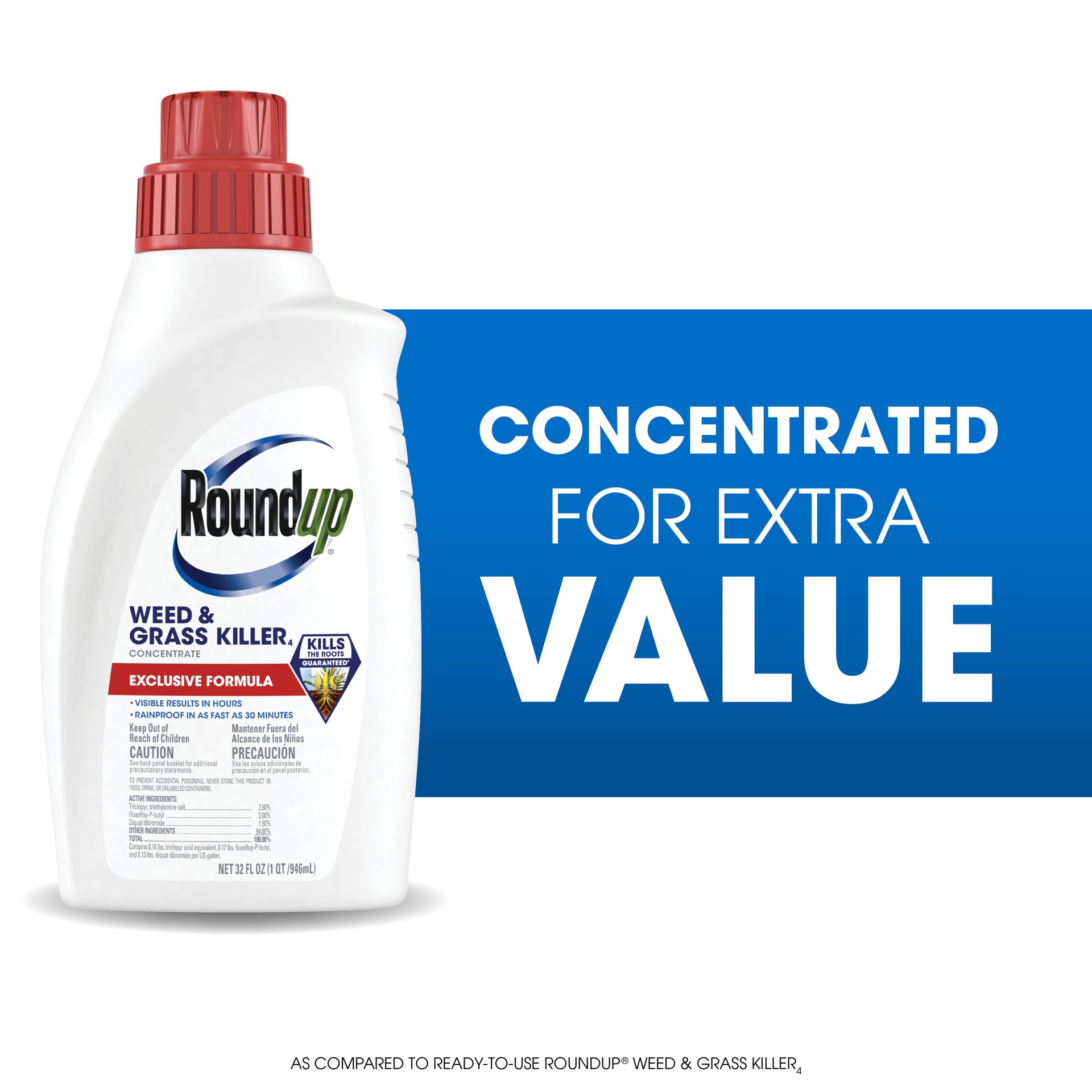 slide 3 of 6, Roundup Weed Grass Killer4 32 -fl oz Concentrate Weed and Grass Killer, 1 ct