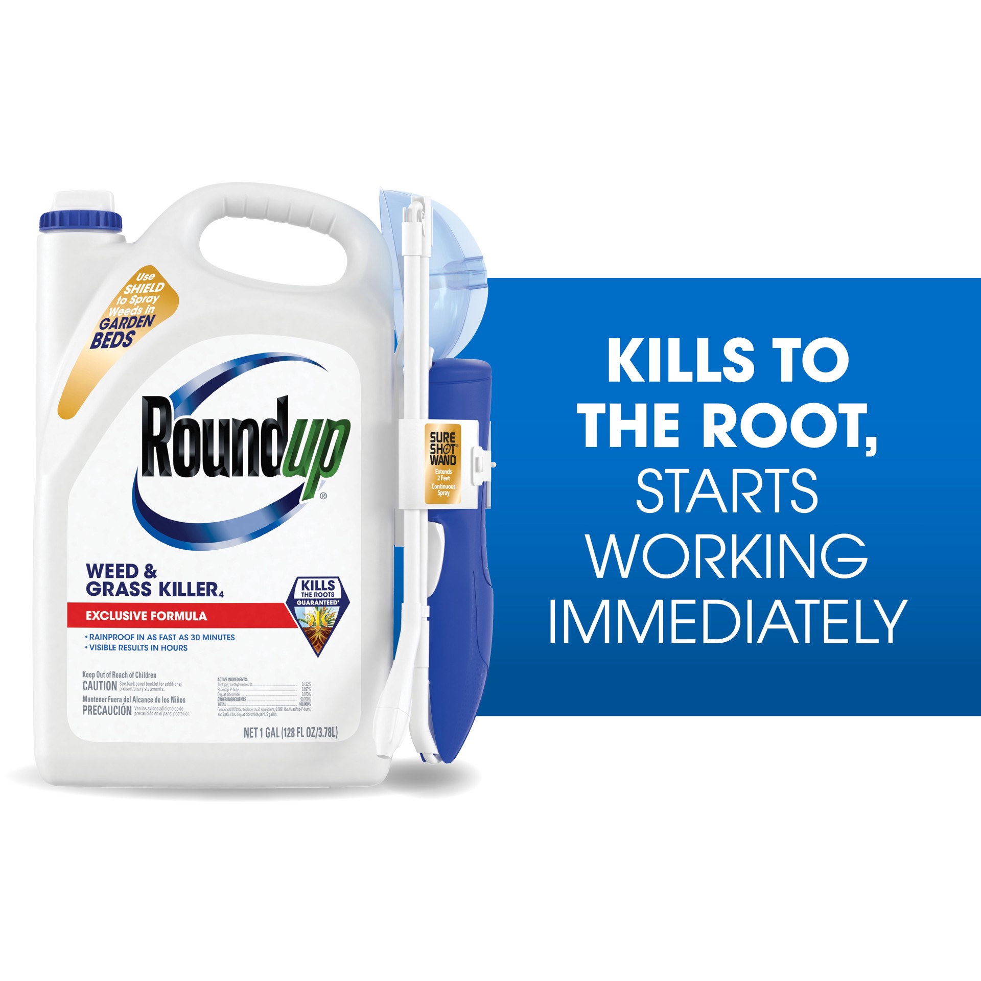 slide 3 of 6, Roundup Weed Grass Killer4 with Sure Shot Wand 1 -Gallon Ready to Use Weed and Grass Killer, 1 ct