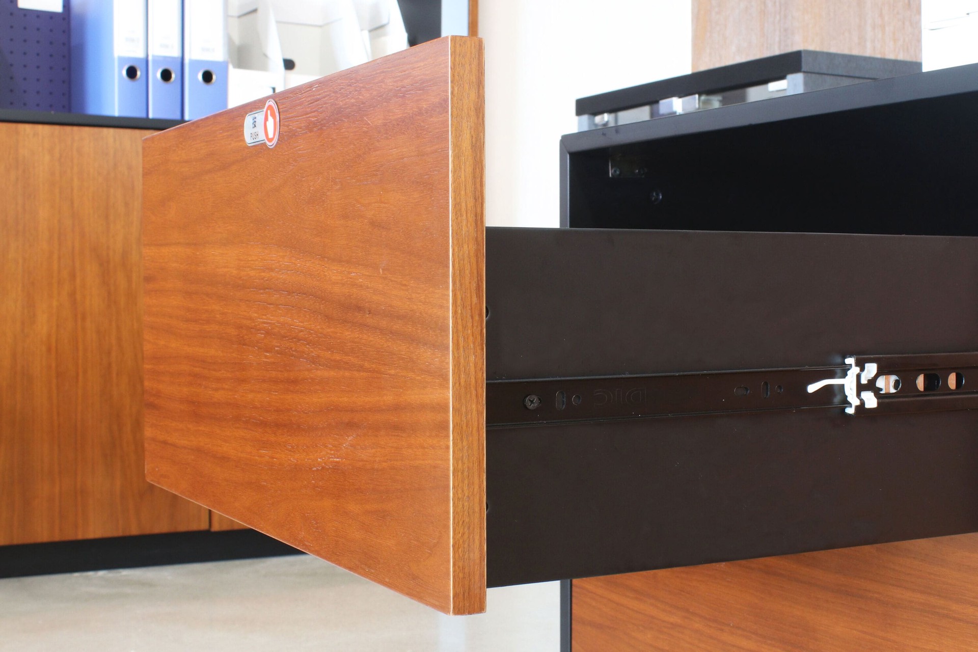 slide 6 of 6, RELIABILT 22-in Full extension Soft Close Side Mount Ball bearing 100-lb Load Capacity Heavy Duty Black Drawer Slide 1 -Pair, 1 ct