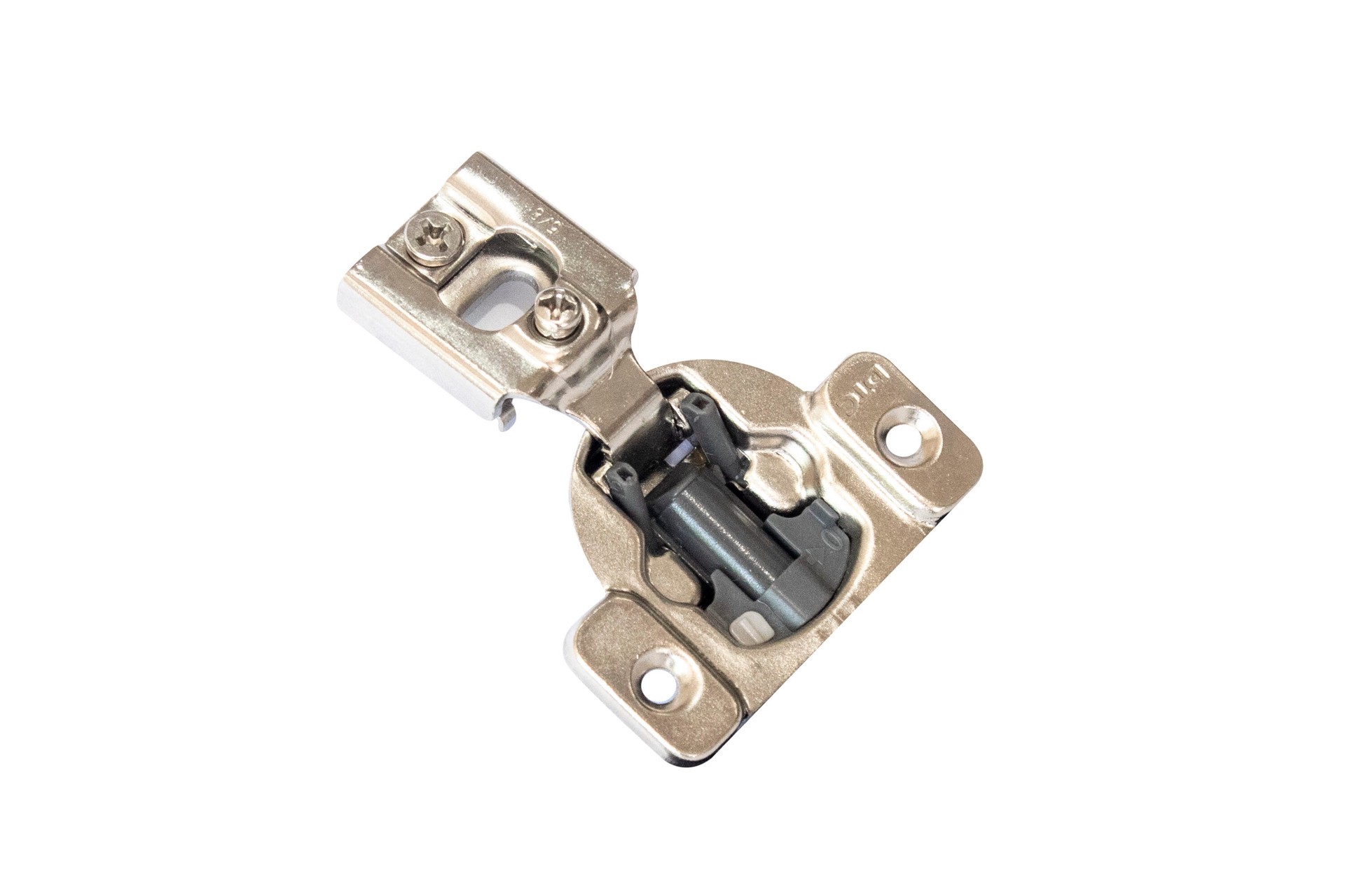 slide 1 of 6, RELIABILT 105-Degree 5/8-in Overlay Concealed Soft-Close Nickel plated Cabinet Hinge, 1 Pair(s) 2 -Pieces, 1 ct