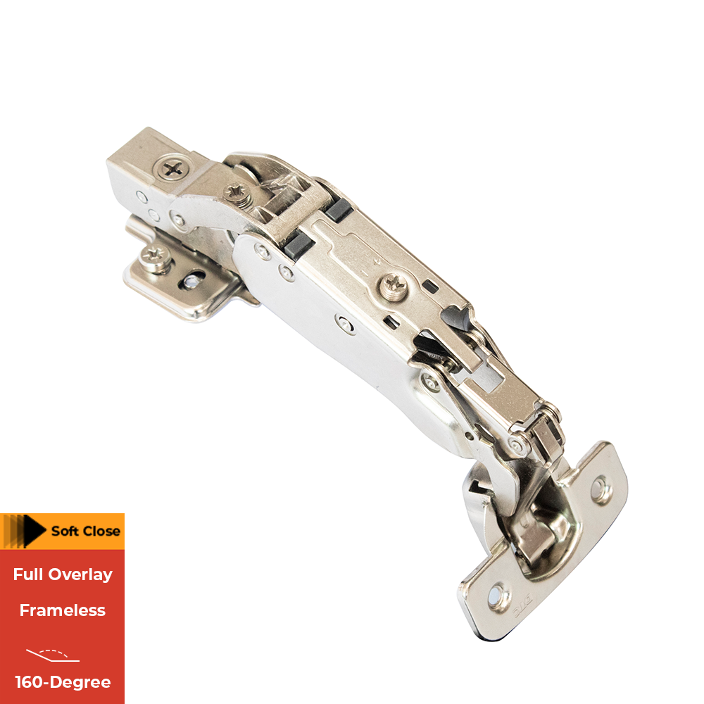 slide 2 of 6, RELIABILT 160-Degree Full Overlay Concealed Soft-Close Nickel plated Cabinet Hinge, 1 Pair(s) 2 -Pieces, 1 ct