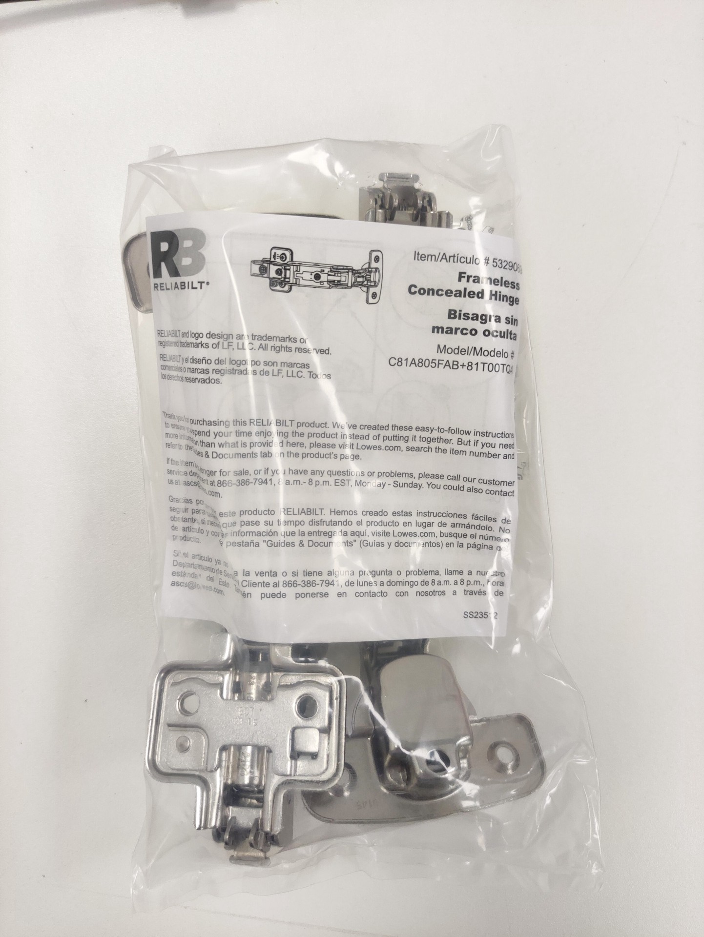 slide 6 of 6, RELIABILT 160-Degree Full Overlay Concealed Soft-Close Nickel plated Cabinet Hinge, 1 Pair(s) 2 -Pieces, 1 ct