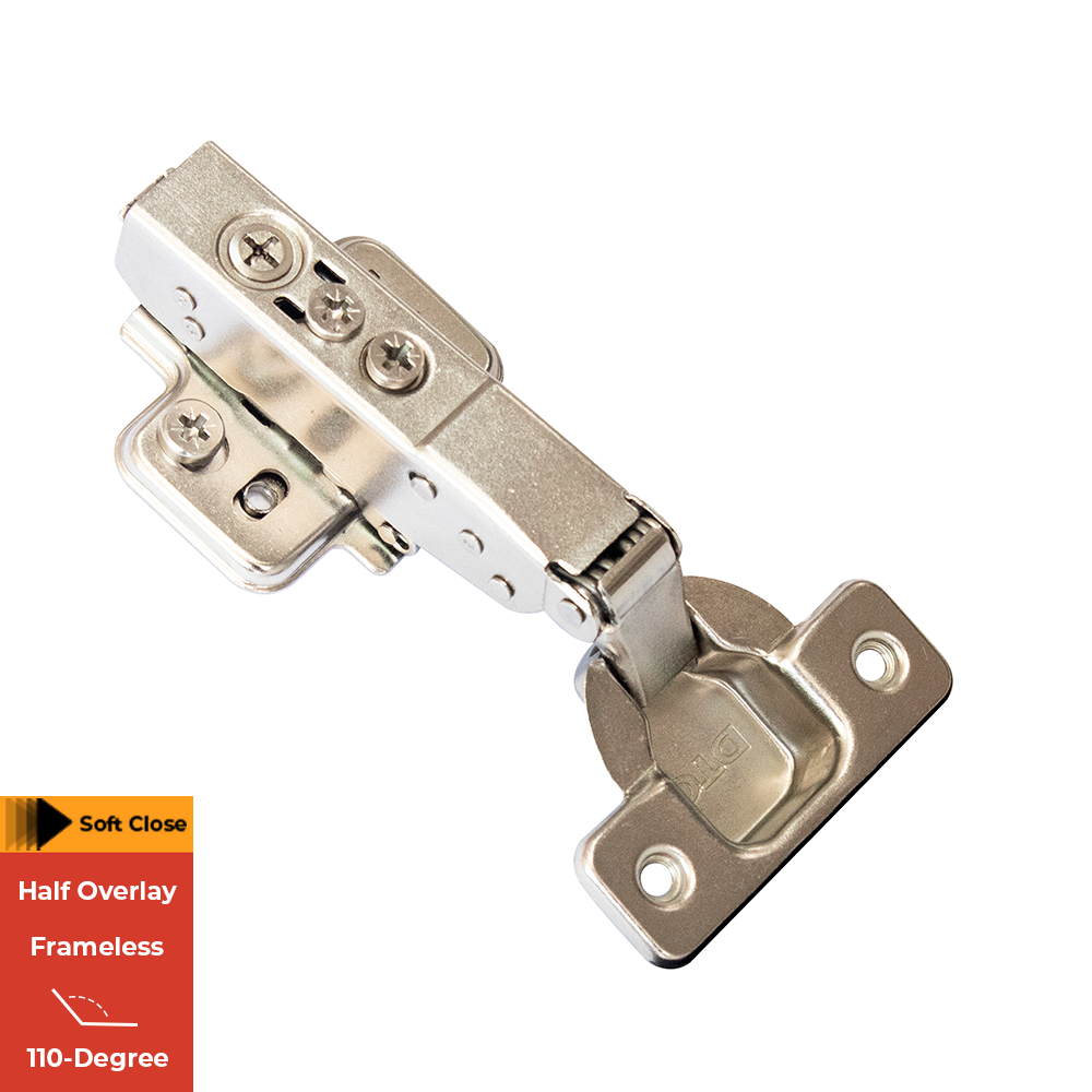 slide 2 of 6, RELIABILT 110-Degree Half Overlay Concealed Soft-Close Nickel plated Cabinet Hinge, 4 Pair(s) 8 -Pieces, 1 ct
