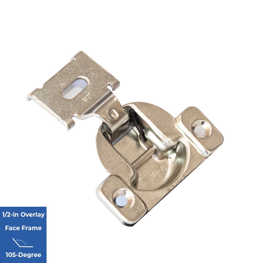 slide 2 of 6, RELIABILT 105-Degree 1/2-in Overlay Concealed Self-Closing Nickel plated Cabinet Hinge, 4 Pair(s) 8 -Pieces, 1 ct