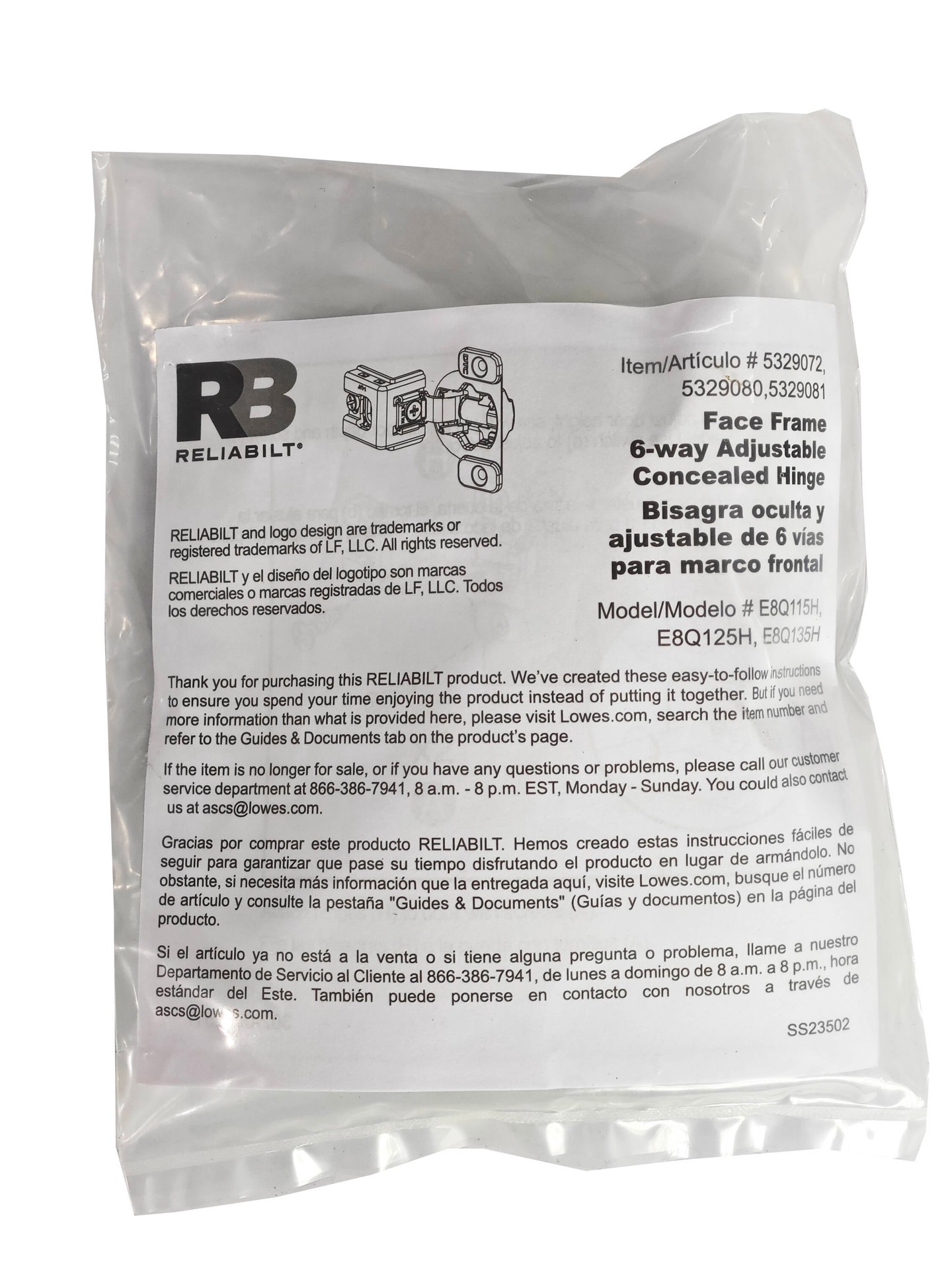 slide 6 of 6, RELIABILT 105-Degree 1-3/8-in Overlay Concealed Soft-Close Nickel plated Cabinet Hinge, 1 Pair(s) 2 -Pieces, 1 ct