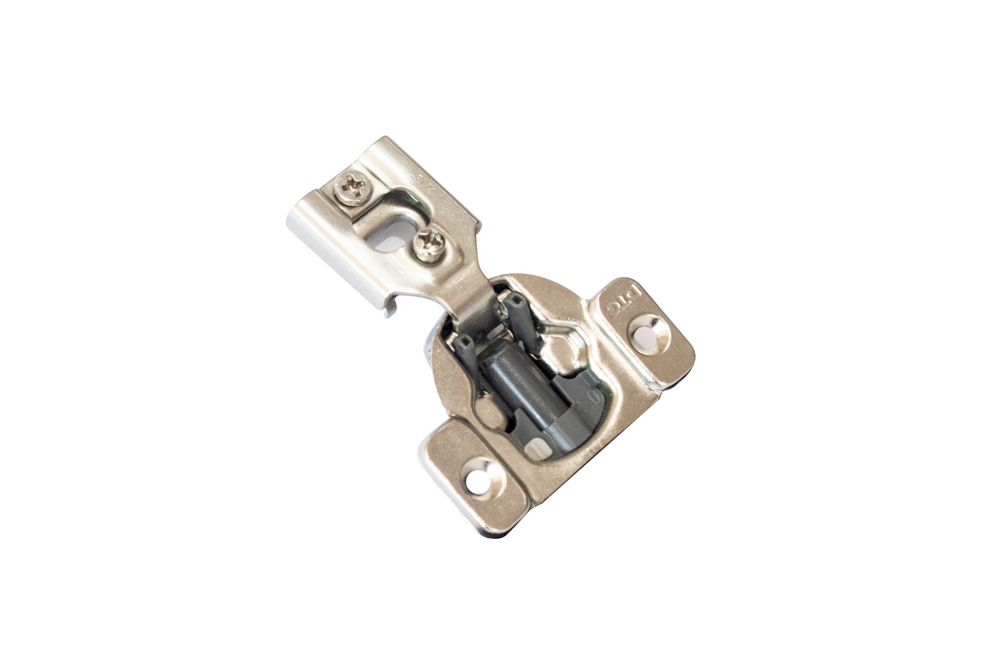slide 1 of 6, RELIABILT 105-Degree 7/16-in Overlay Concealed Soft-Close Nickel plated Cabinet Hinge, 1 Pair(s) 2 -Pieces, 1 ct