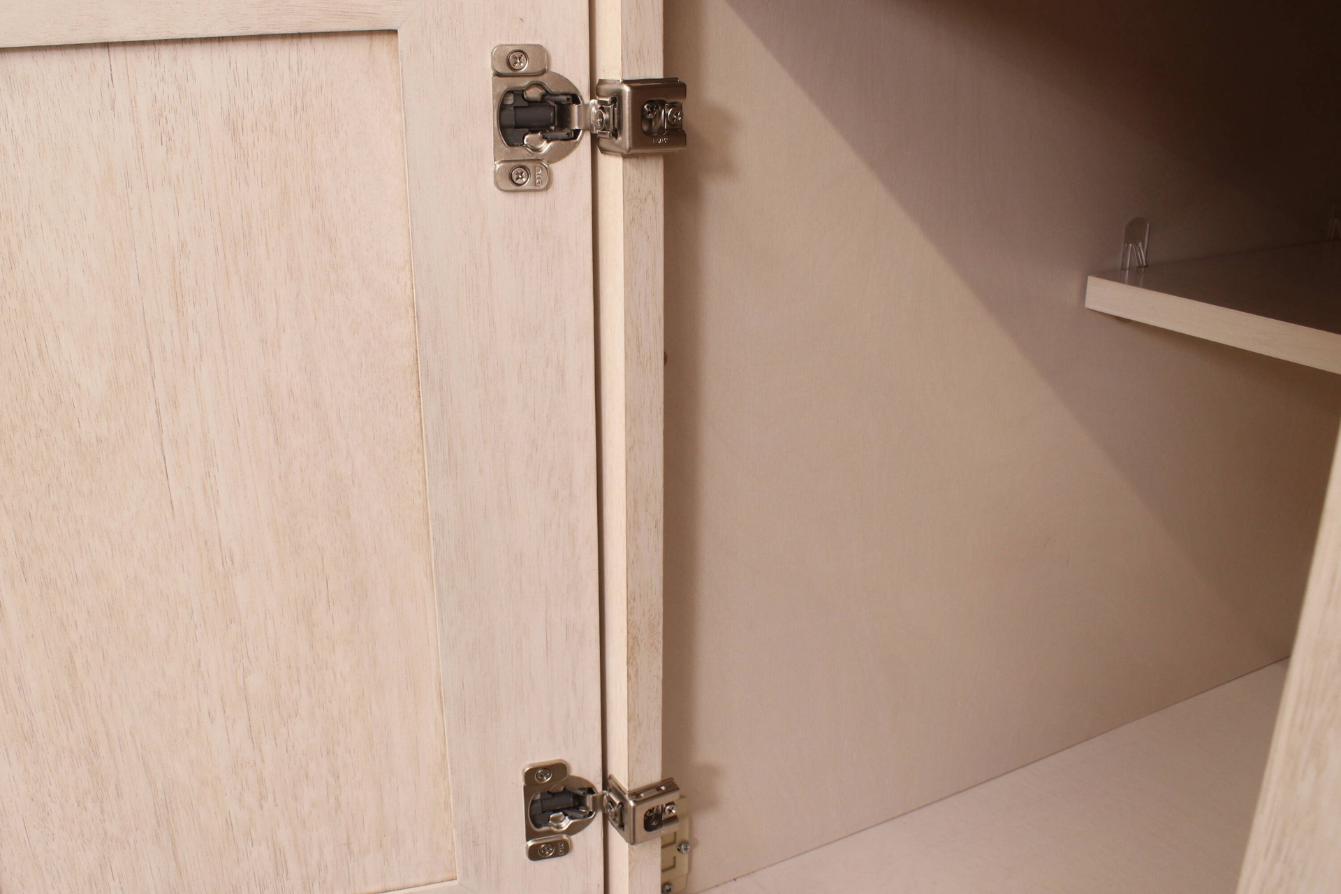 slide 4 of 6, RELIABILT 105-Degree 1-5/16-in Overlay Concealed Soft-Close Nickel plated Cabinet Hinge, 1 Pair(s) 2 -Pieces, 1 ct