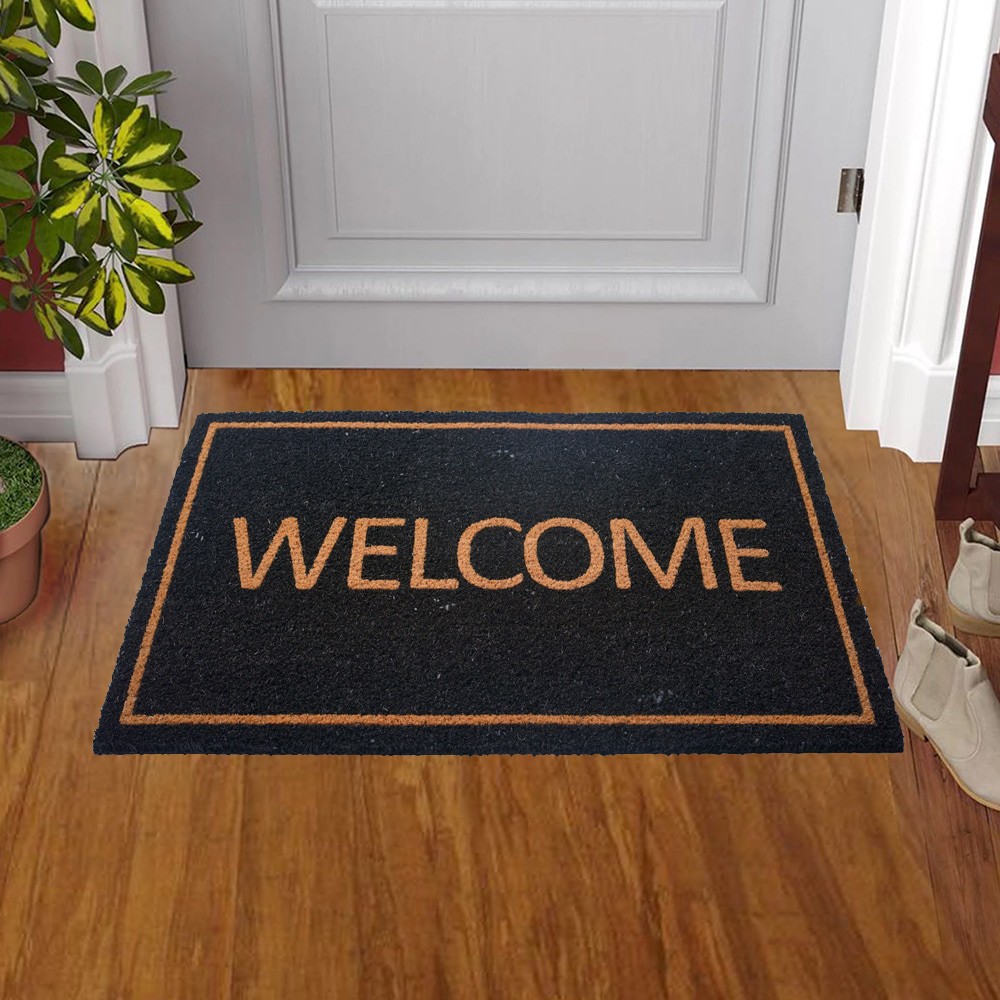 slide 5 of 6, Style Selections 18-in x 30-in Natural Coir/Vinyl Non-Slip Grip Indoor or outdoor Door Mat, 1 ct