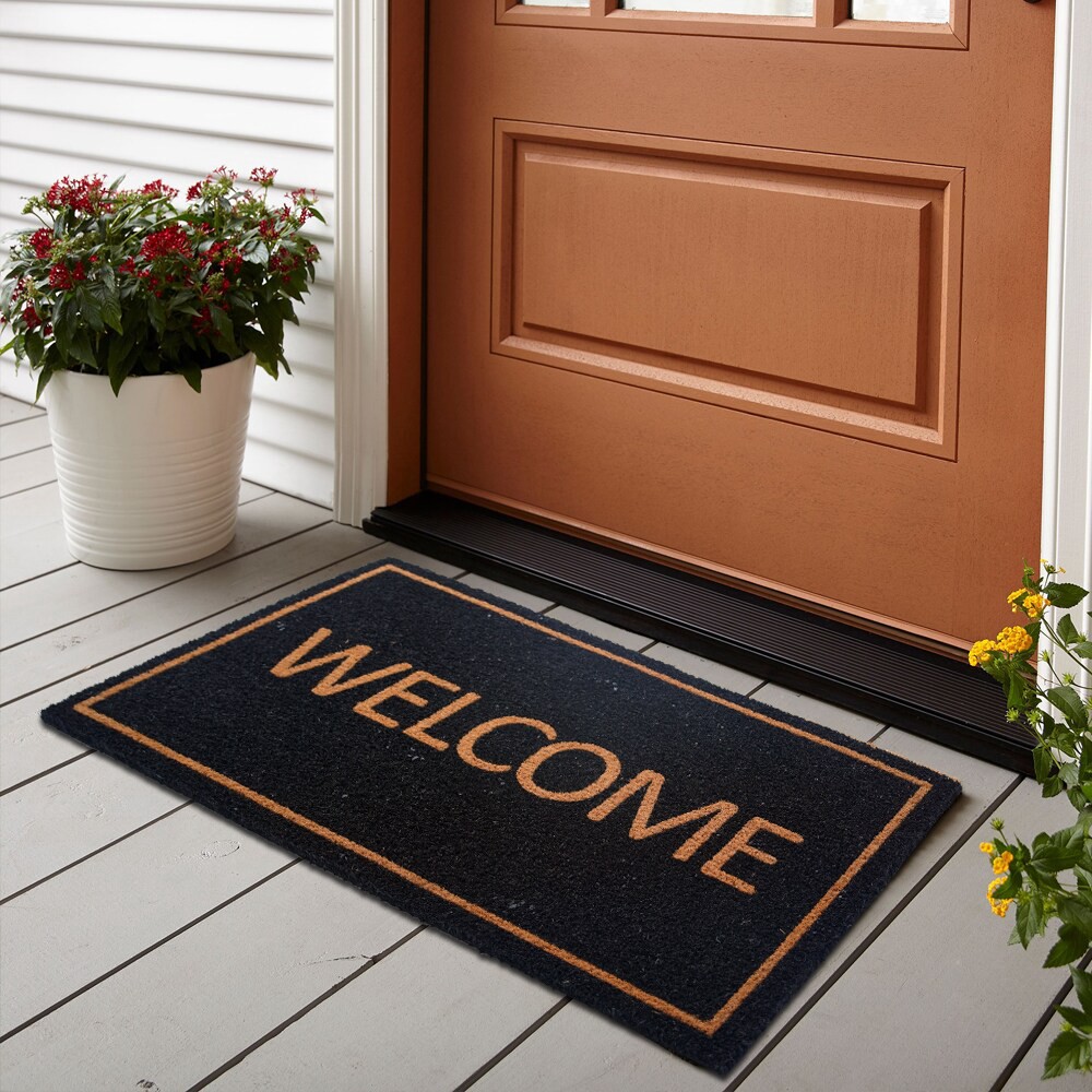 slide 6 of 6, Style Selections 18-in x 30-in Natural Coir/Vinyl Non-Slip Grip Indoor or outdoor Door Mat, 1 ct