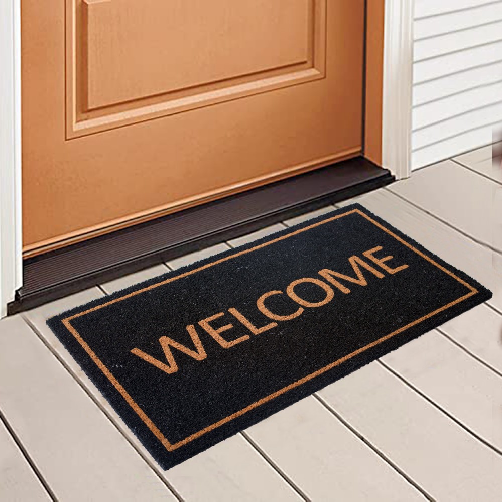 slide 1 of 6, Style Selections 18-in x 30-in Natural Coir/Vinyl Non-Slip Grip Indoor or outdoor Door Mat, 1 ct