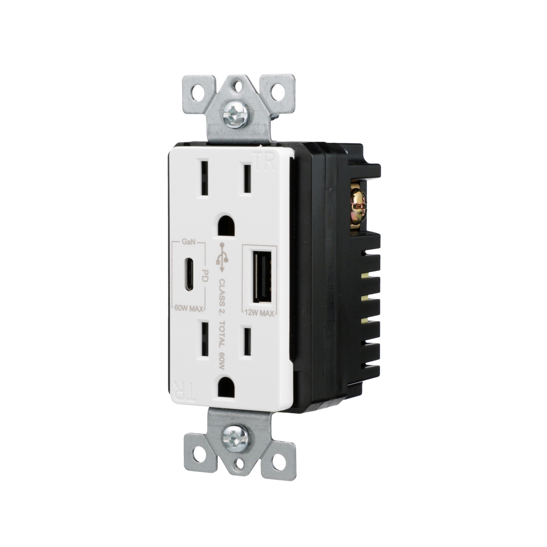 slide 2 of 6, Eaton Power Delivery 15 -Amp 125-volt Tamper Resistant Residential Decorator USB outlet Type A/C , White, 1 ct