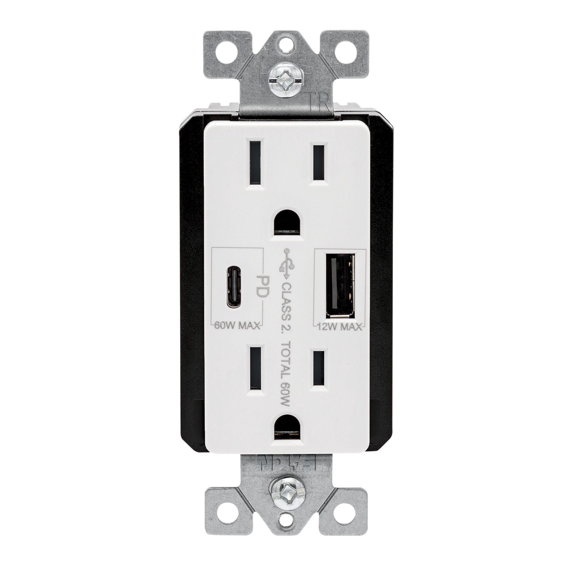 slide 4 of 6, Eaton Power Delivery 15 -Amp 125-volt Tamper Resistant Residential Decorator USB outlet Type A/C , White, 1 ct
