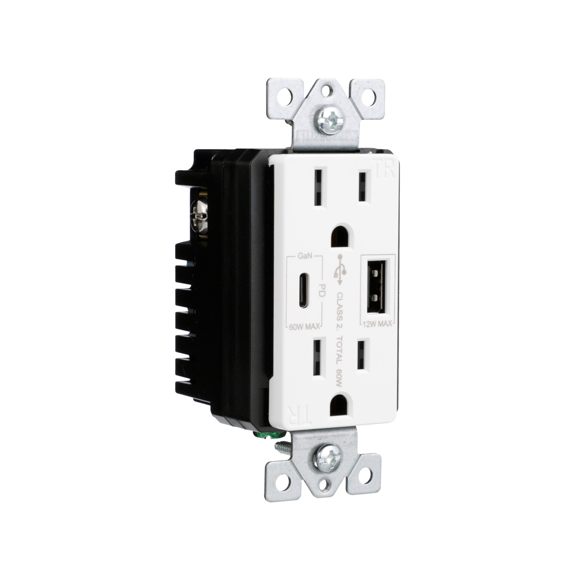 slide 6 of 6, Eaton Power Delivery 15 -Amp 125-volt Tamper Resistant Residential Decorator USB outlet Type A/C , White, 1 ct