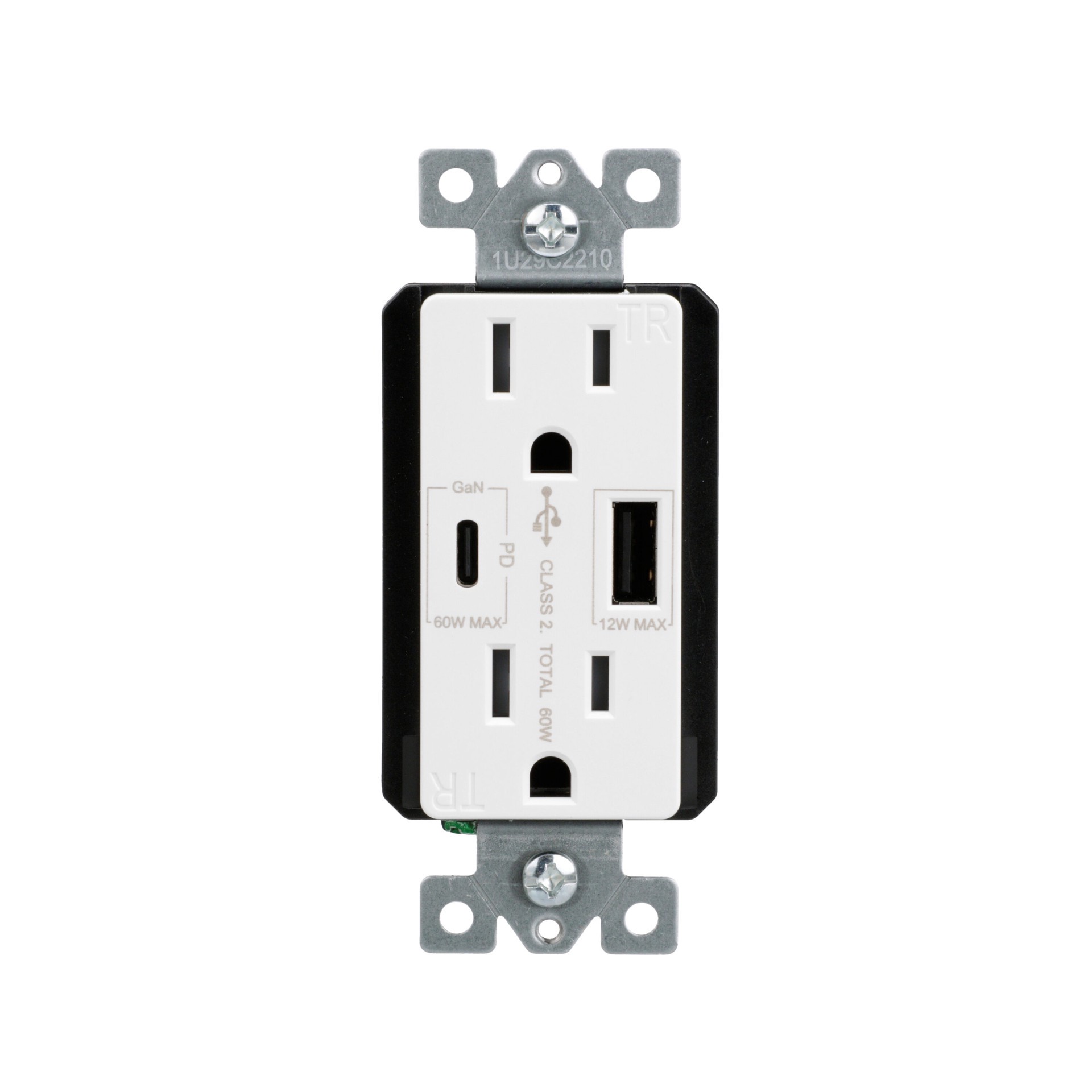 slide 1 of 6, Eaton Power Delivery 15 -Amp 125-volt Tamper Resistant Residential Decorator USB outlet Type A/C , White, 1 ct