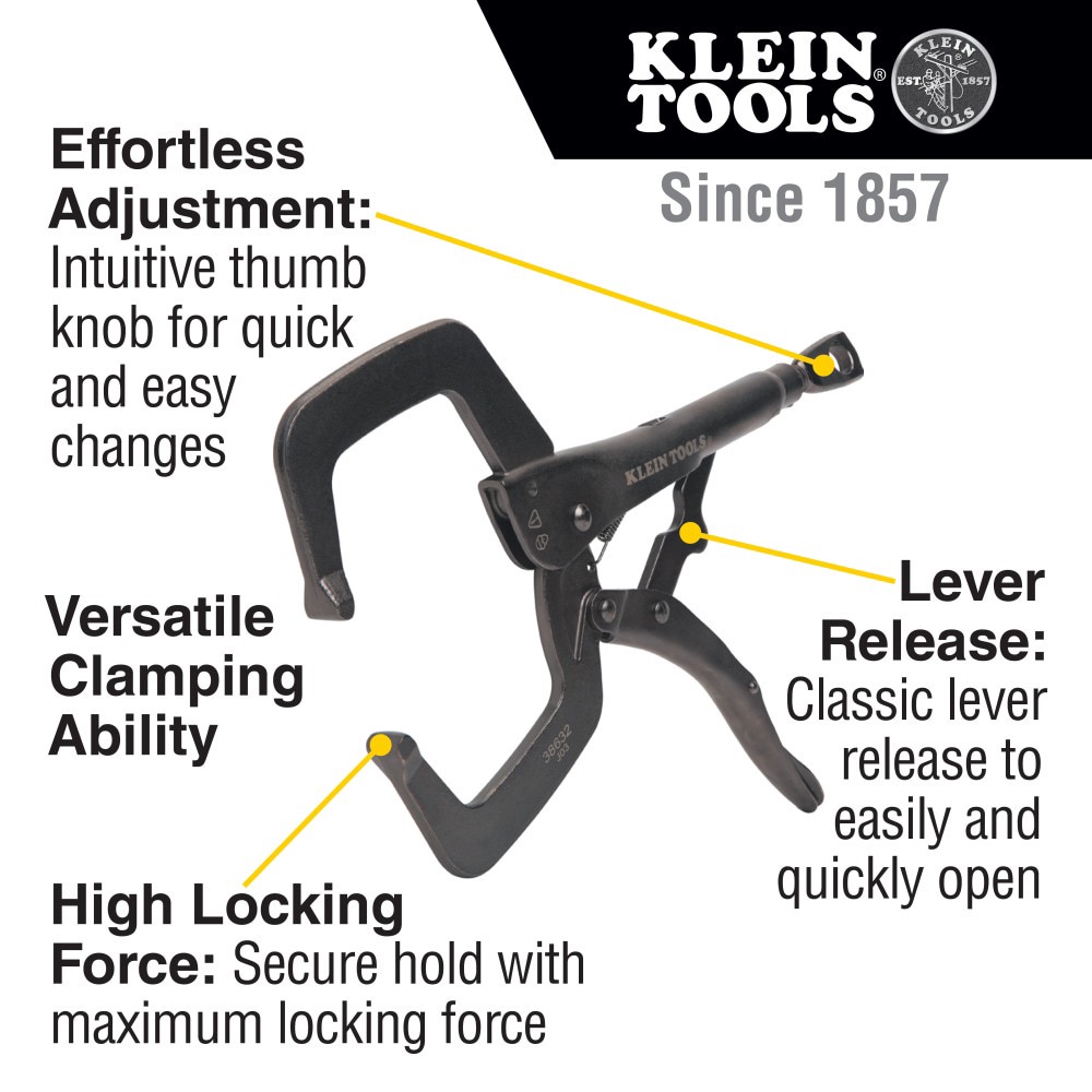 slide 2 of 6, Klein Tools C-Clamp Locking Pliers With Standard Jaws, 11-Inch, 1 ct