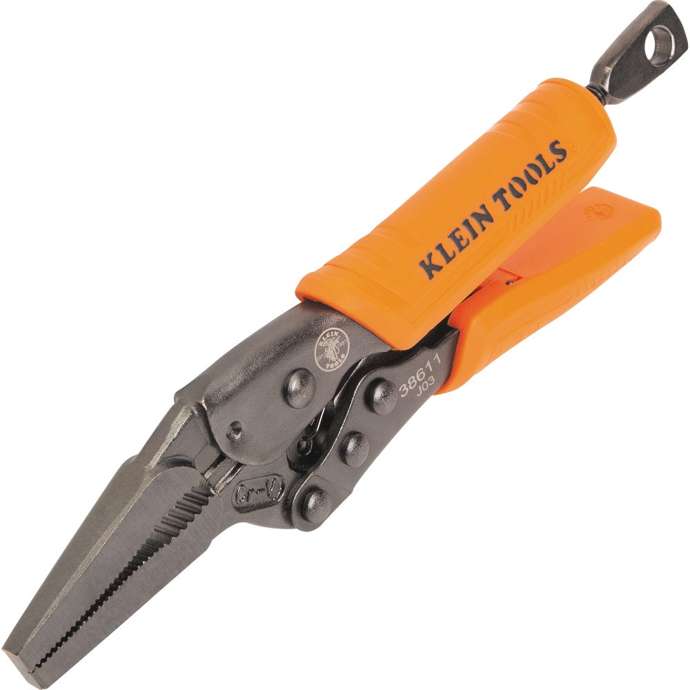 slide 3 of 6, Klein Tools Long Nose Locking Pliers, 6-Inch, 1 ct