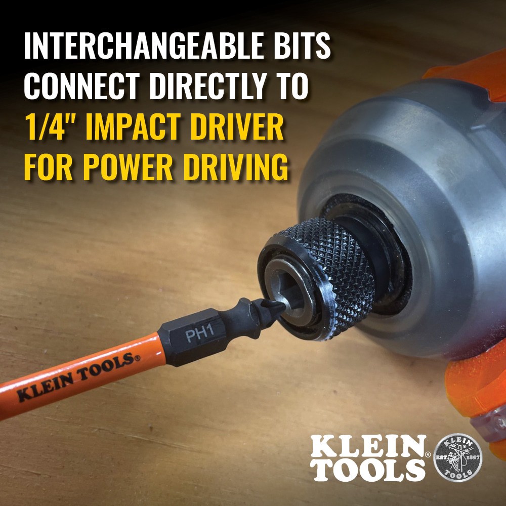 slide 4 of 6, Klein Tools 13-in-1 Ratcheting Impact Rated Screwdriver, 1 ct