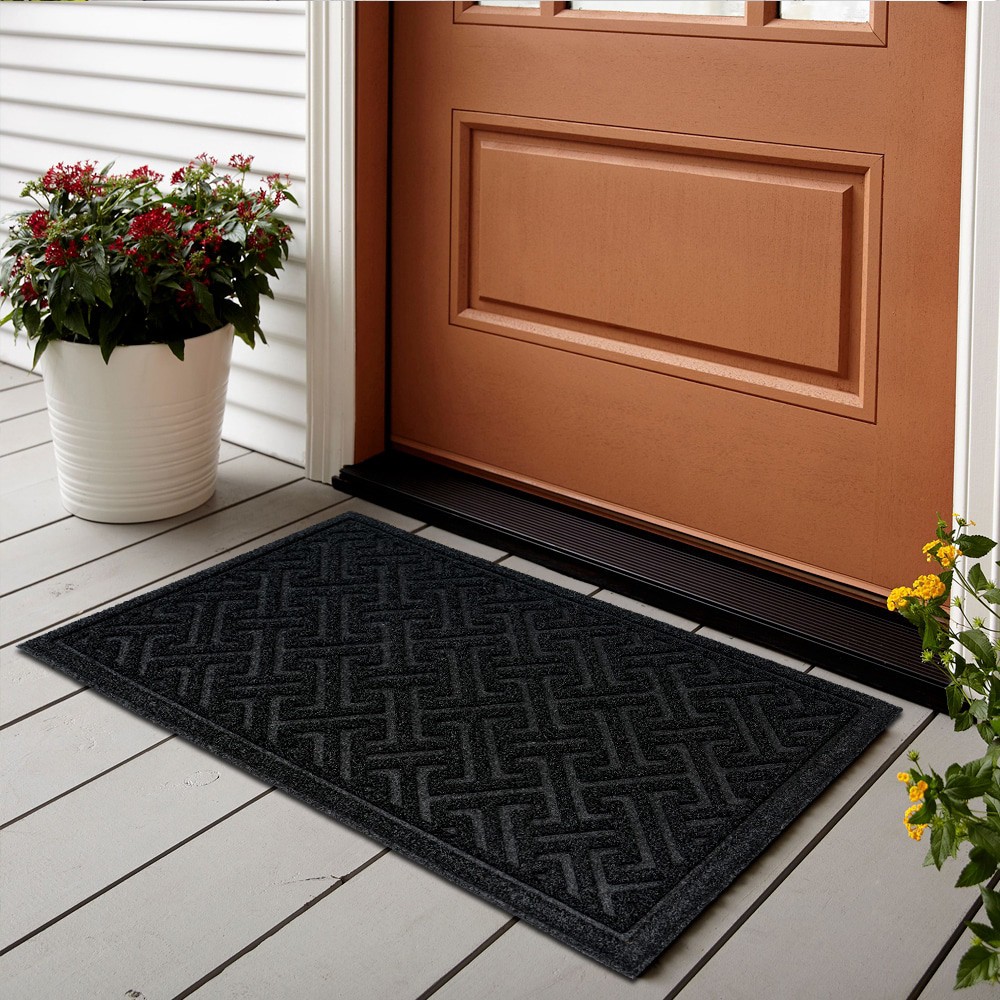slide 6 of 6, Project Source 18-in x 30-in Charcoal Non-Slip Grip Indoor or outdoor Door Mat, 1 ct
