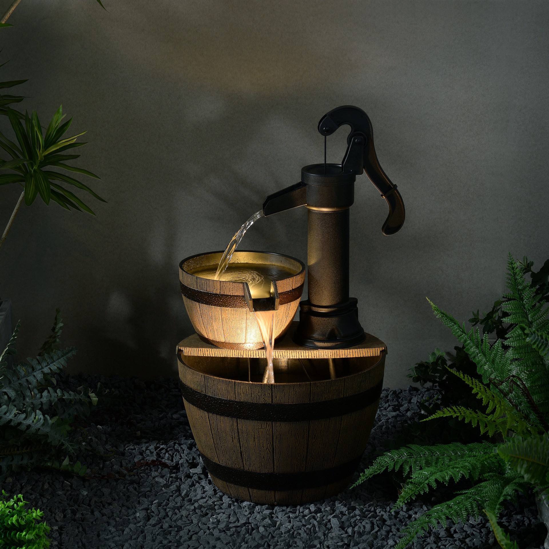 slide 3 of 6, Style Selections 27.6-in H Plastic Tiered Outdoor Fountain Pump Included, 1 ct
