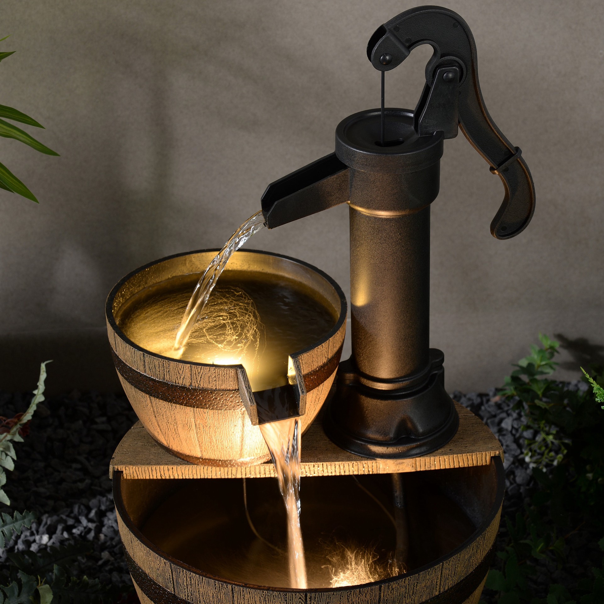 slide 4 of 6, Style Selections 27.6-in H Plastic Tiered Outdoor Fountain Pump Included, 1 ct