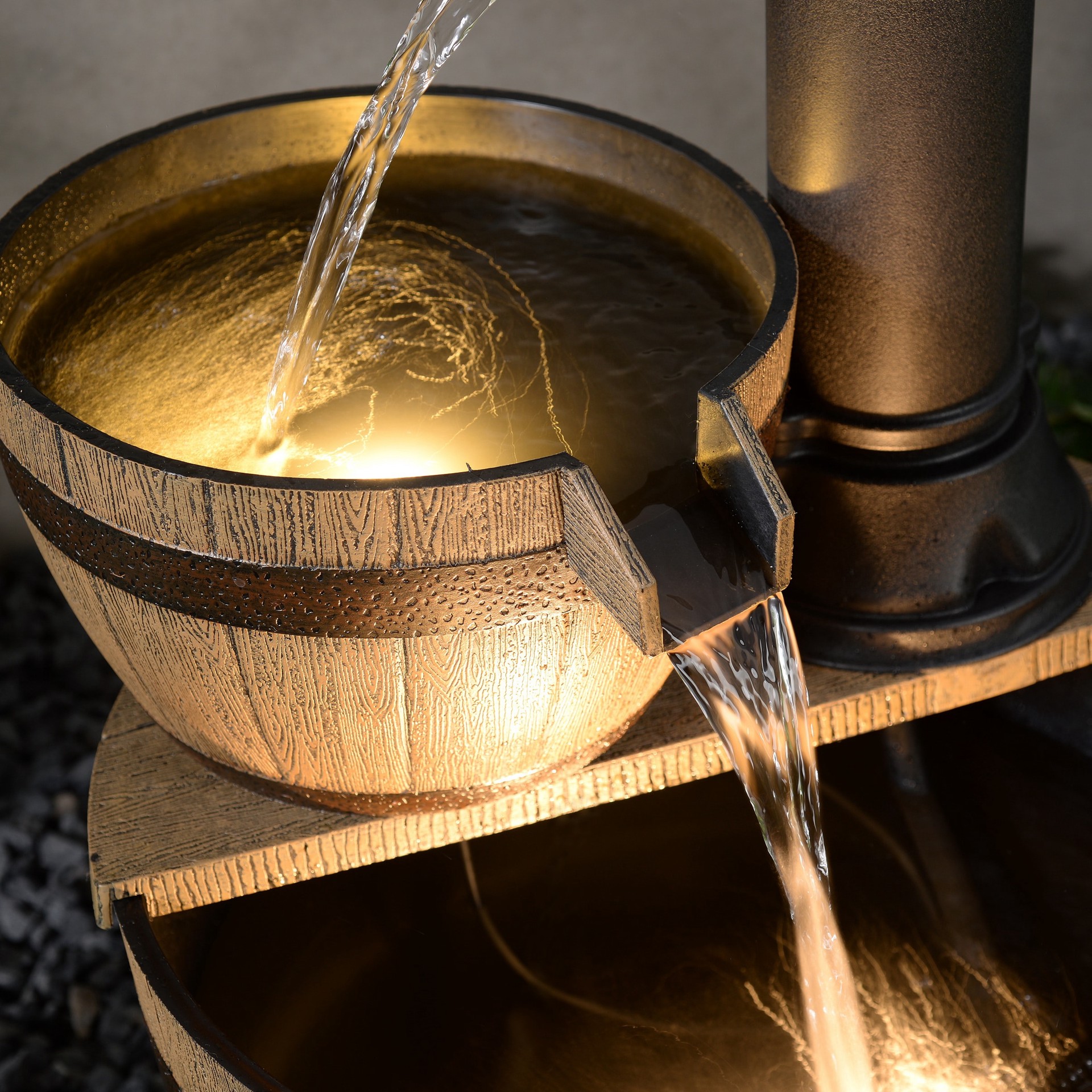 slide 5 of 6, Style Selections 27.6-in H Plastic Tiered Outdoor Fountain Pump Included, 1 ct