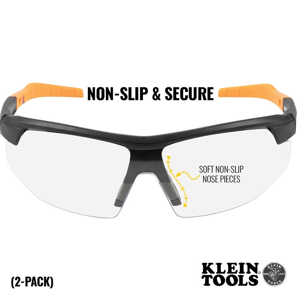 slide 5 of 6, Klein Tools Standard Safety Glasses, Clear Lens, 2-Pack, 1 ct