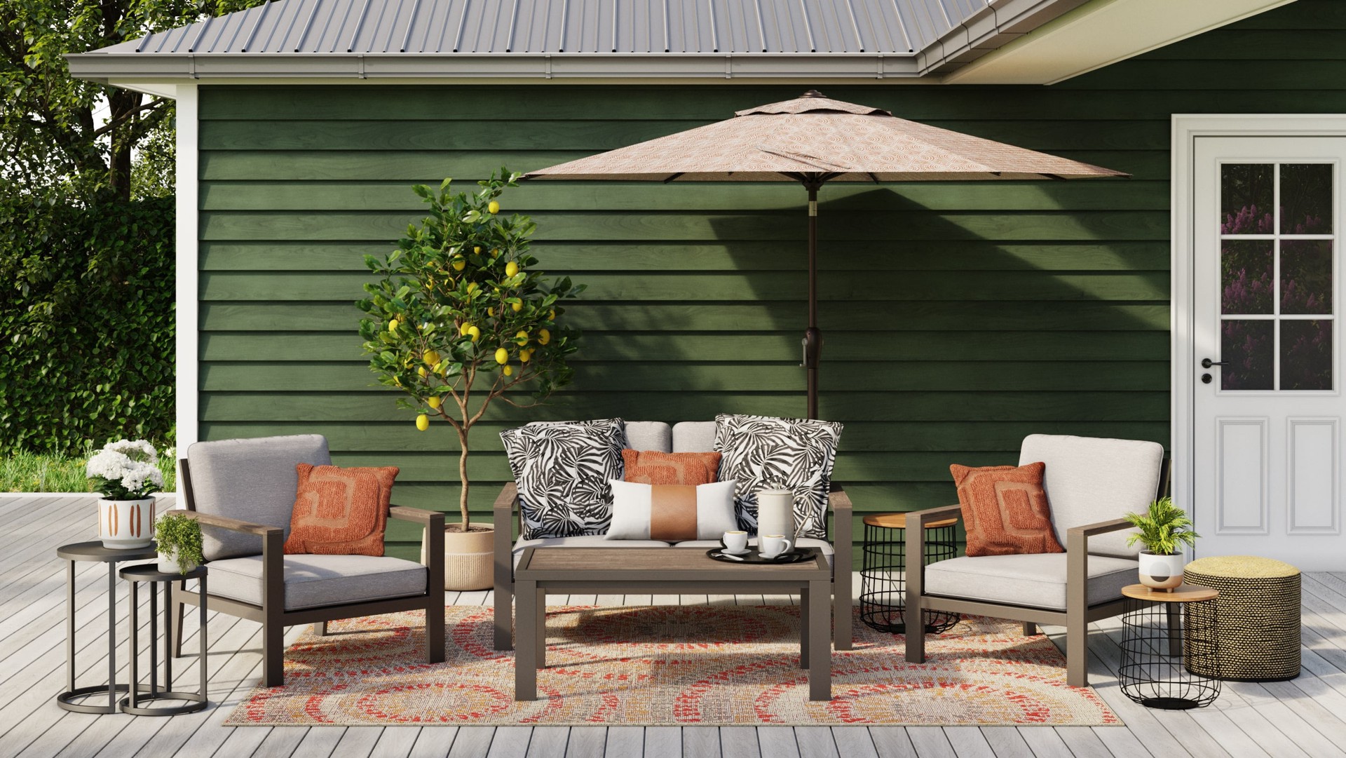 slide 4 of 6, allen + roth Round 8.07-in W x 8.07-in L Brown Ceramic Indoor/Outdoor Planter, 1 ct