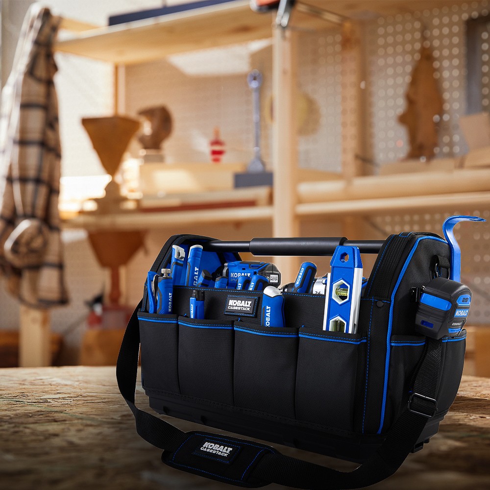 slide 3 of 3, Kobalt CASESTACK Blue Polyester 20-in W x 13.5-in D x 10.5-in L Tool tote, 1 ct