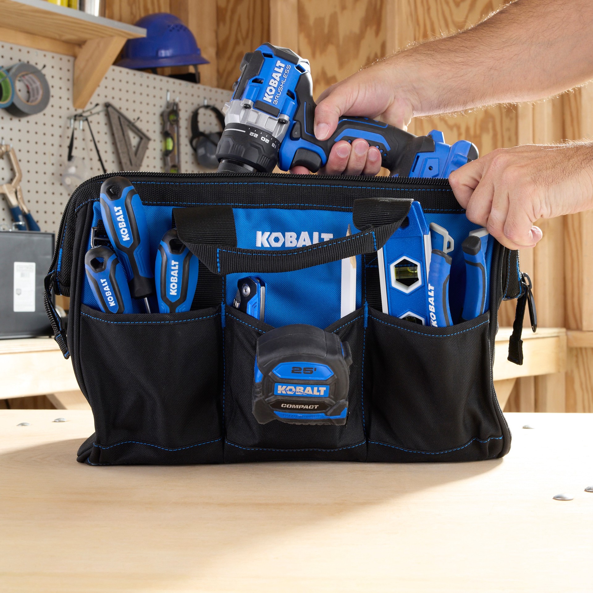 slide 3 of 6, Kobalt Blue Polyester 15-in W x 9-in D x 10-in L Zippered Tool bag, 1 ct