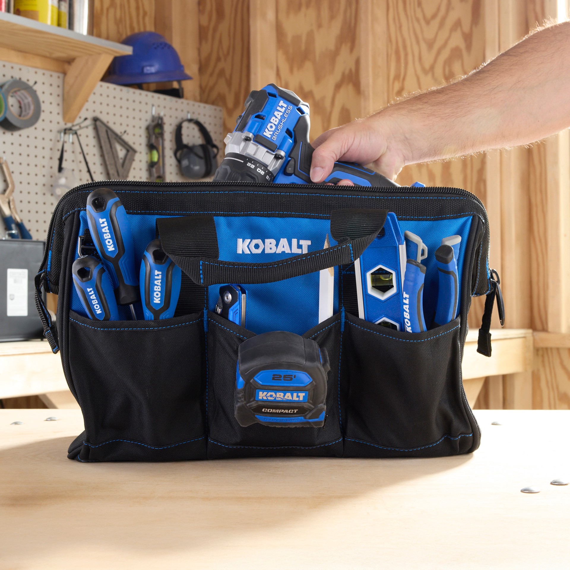 slide 5 of 6, Kobalt Blue Polyester 15-in W x 9-in D x 10-in L Zippered Tool bag, 1 ct