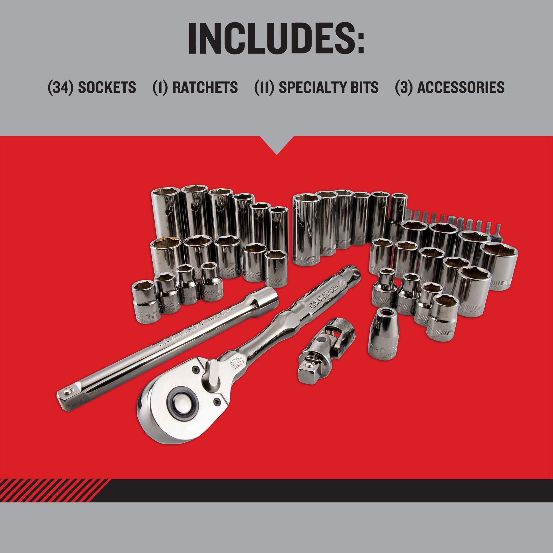 CRAFTSMAN OVERDRIVE 49 -Piece Metric and standard (SAE) Mechanics Tool ...