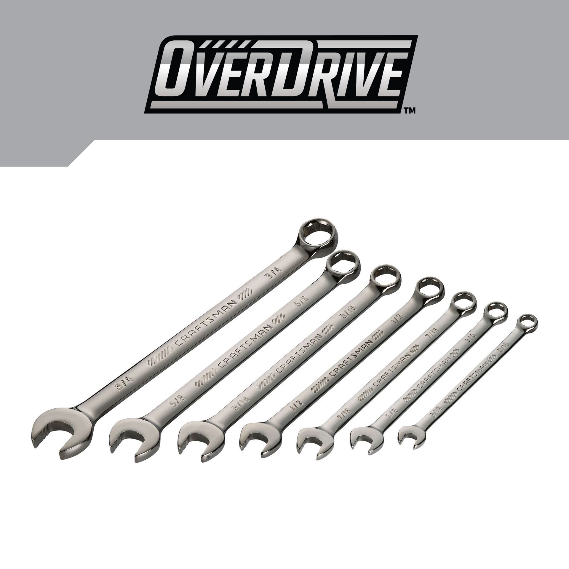 slide 4 of 6, CRAFTSMAN OVERDRIVE 7 -Piece Set 6-point Standard (SAE) Standard Combination Wrench Includes Hard Case, 1 ct