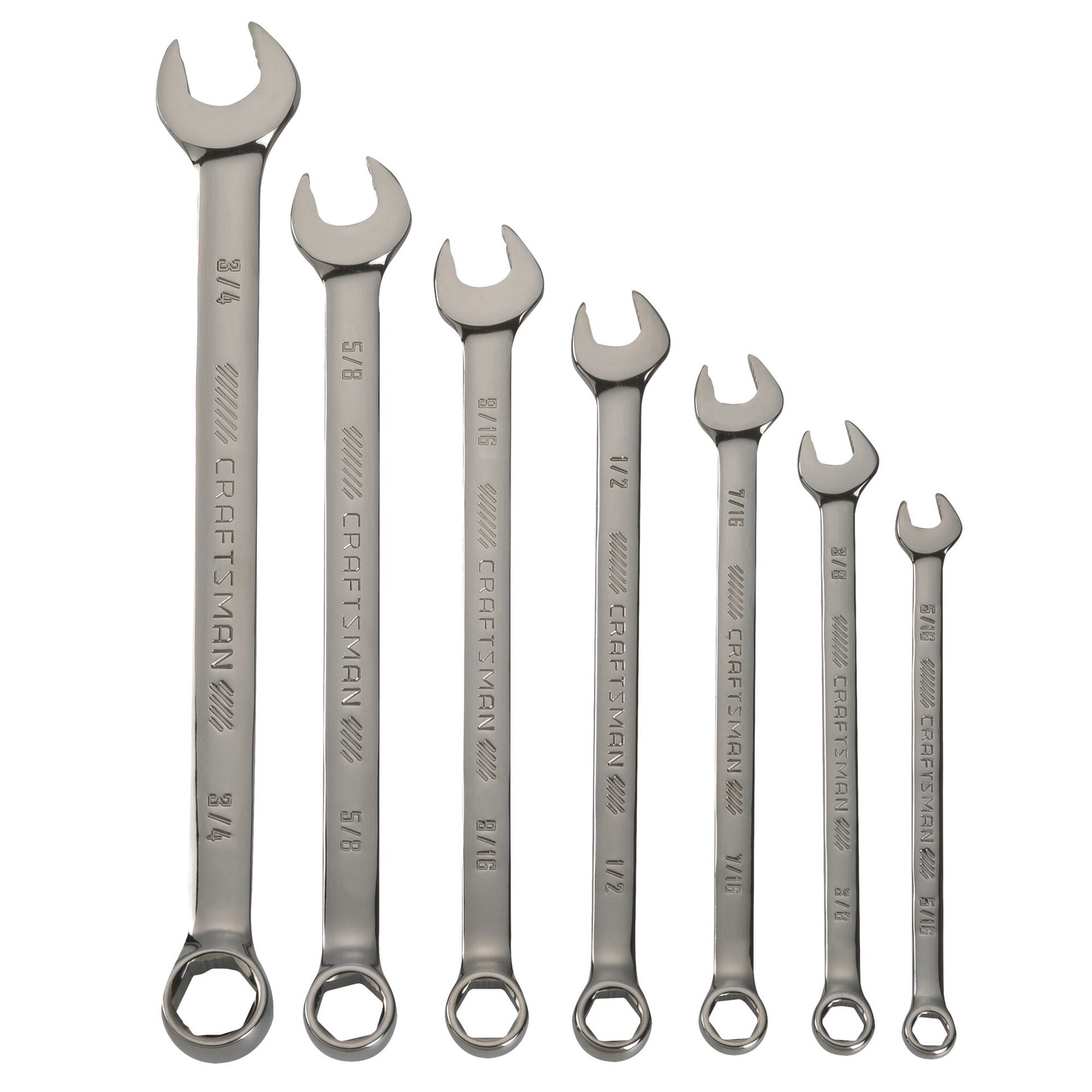 slide 1 of 6, CRAFTSMAN OVERDRIVE 7 -Piece Set 6-point Standard (SAE) Standard Combination Wrench Includes Hard Case, 1 ct