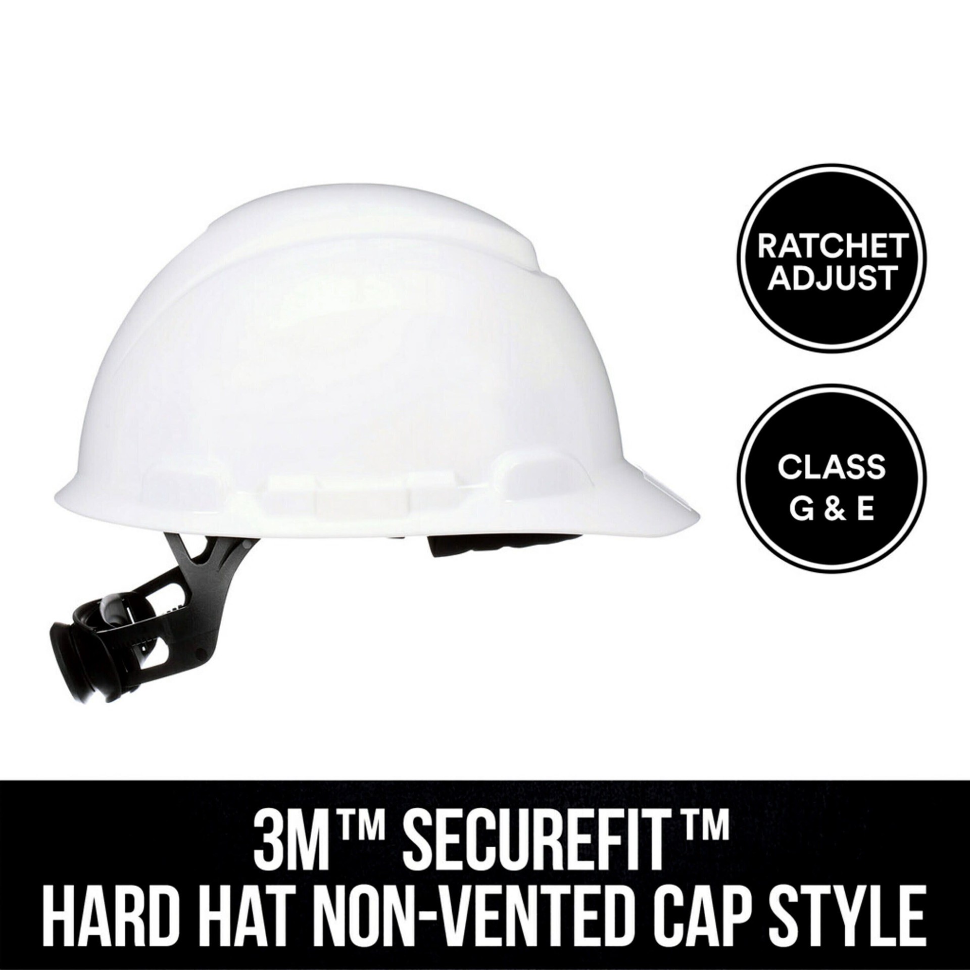 slide 2 of 6, 3M Quick Adjusting Ratchet Type I Class G E White Hard Hat, 1 ct