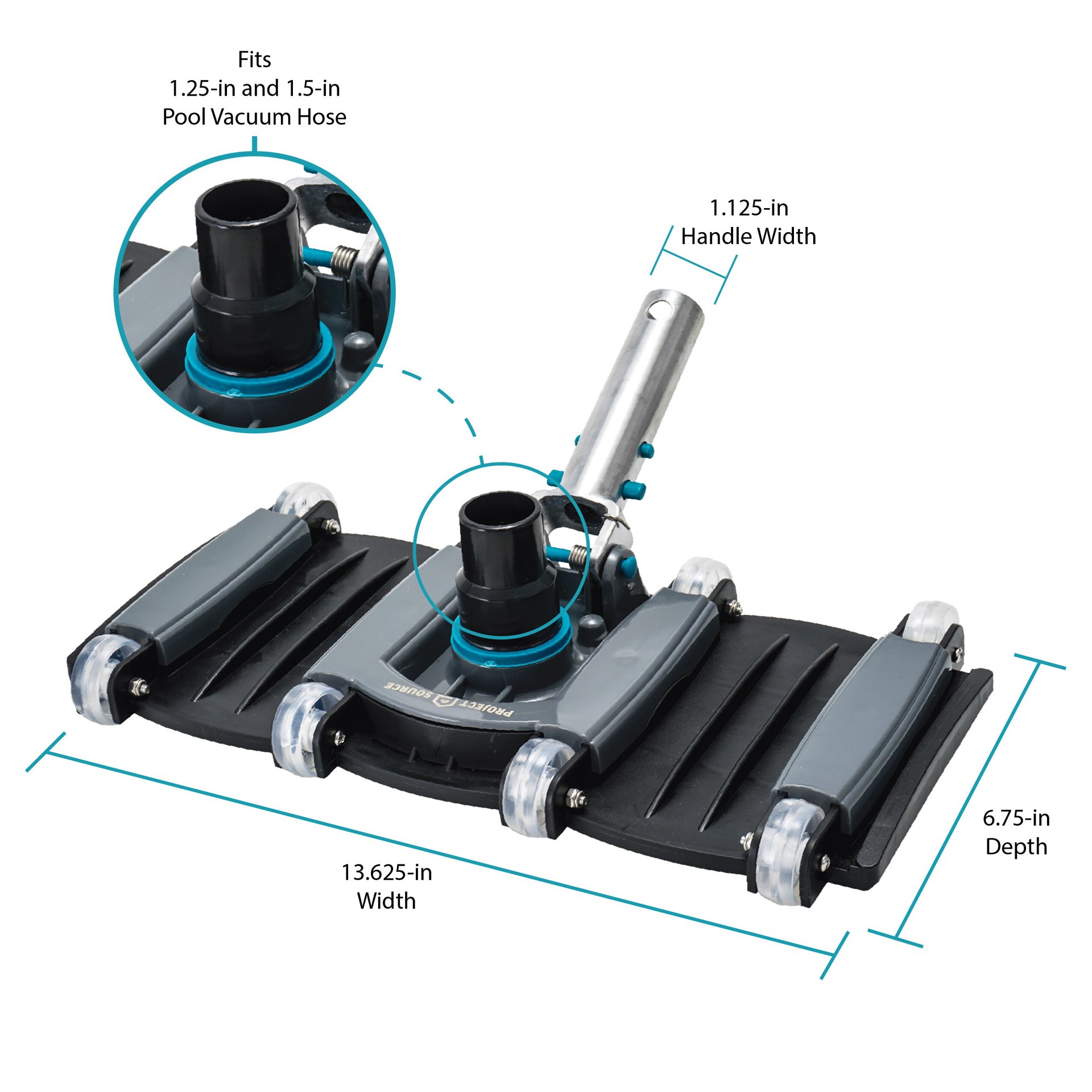 slide 3 of 4, Project Source 14 Flexible Swivel -Handle Pool Vacuum Head with Wheels, 1 ct