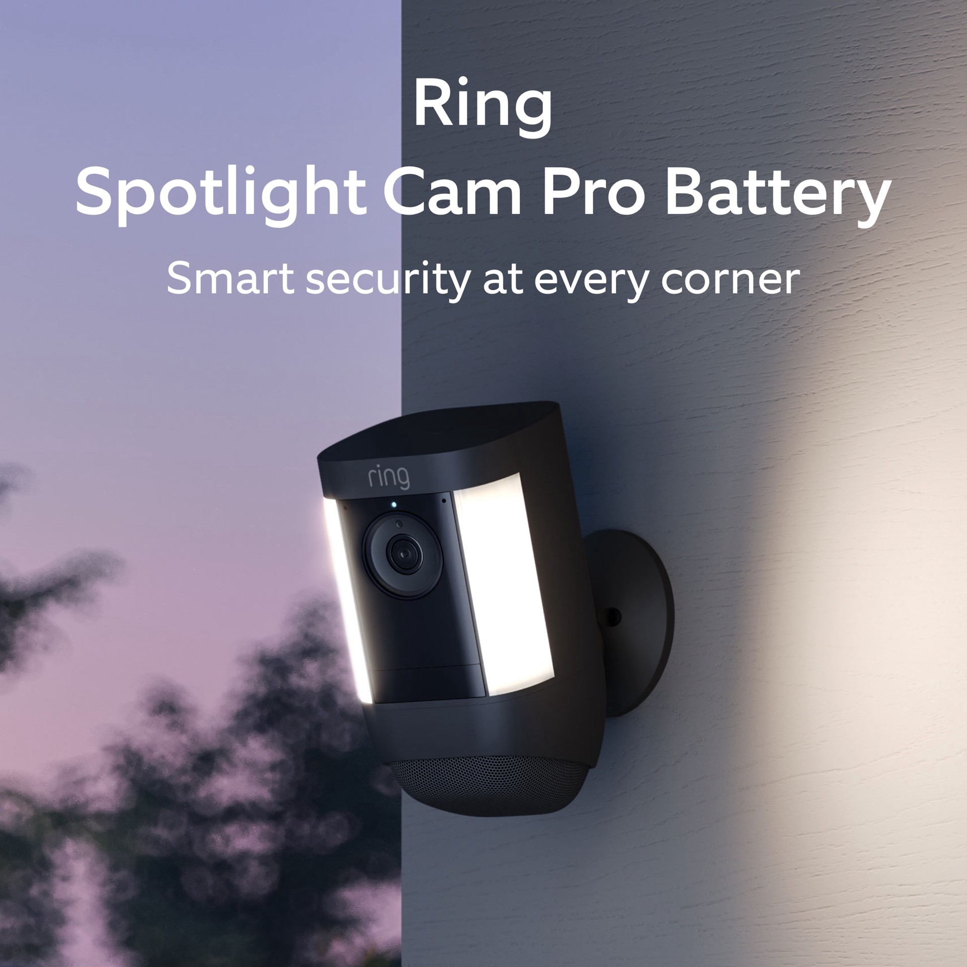 slide 2 of 6, Ring Spotlight Cam Pro, Battery with 2K Video and Ring Vision, LED Lights, Dual-Band Wifi, and 3D Motion Detection, Black, 1 ct