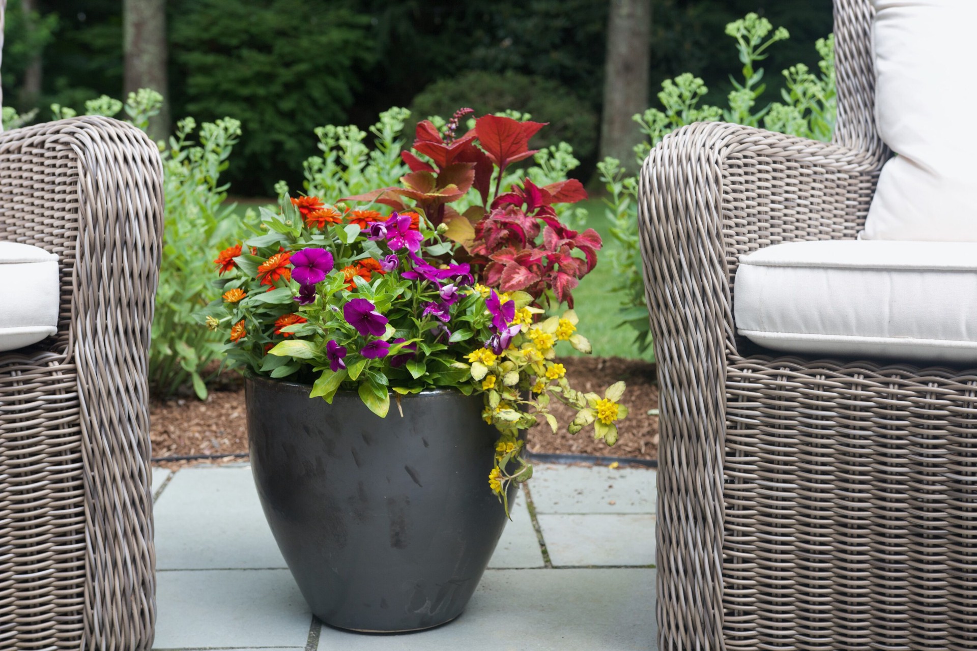 slide 3 of 5, allen + roth Round 9.0-in W x 9.0-in L Gray Ceramic Indoor/Outdoor Planter, 1 ct
