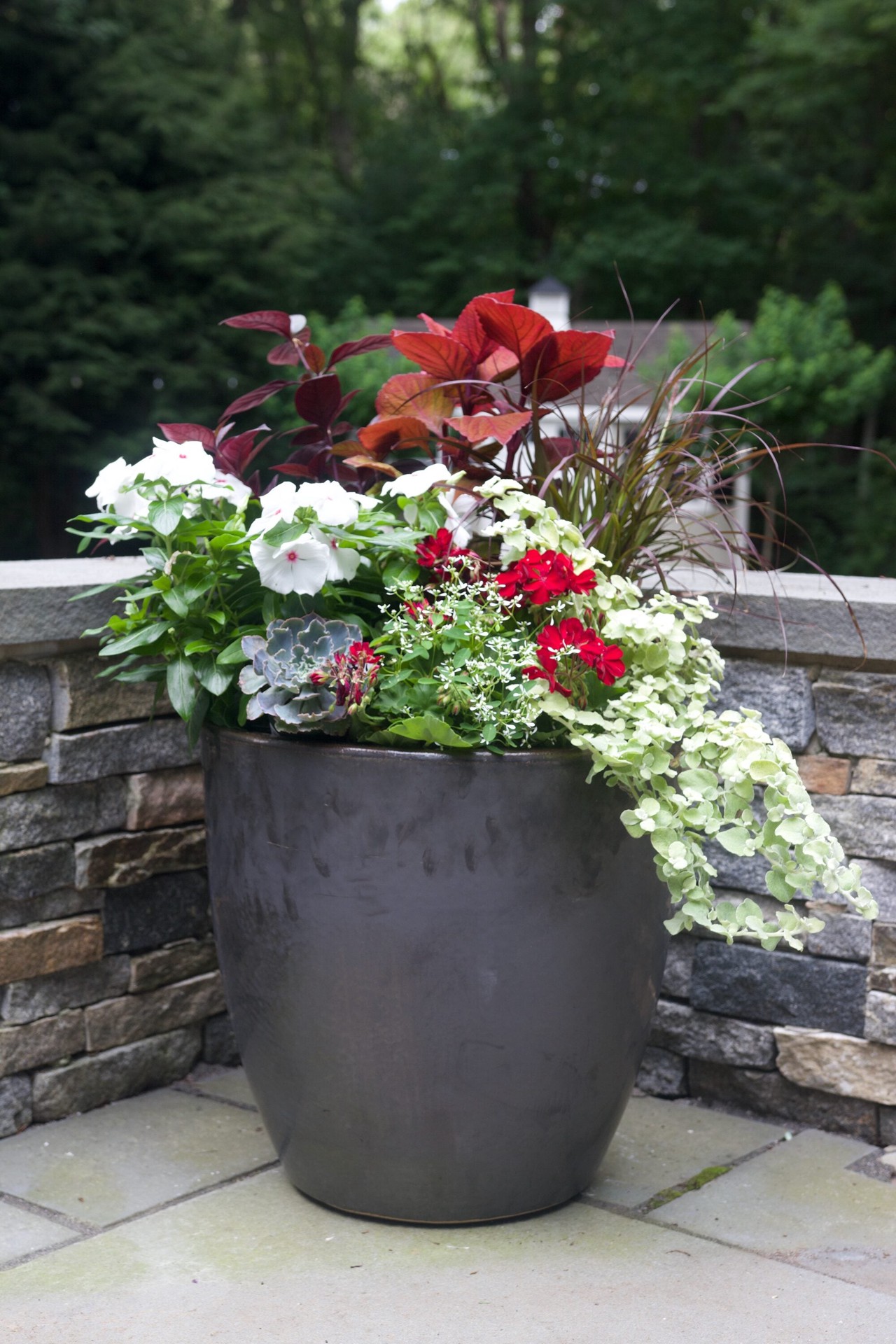 slide 3 of 5, allen + roth Round 15.1-in W x 15.1-in L Gray Ceramic Indoor/Outdoor Planter, 1 ct