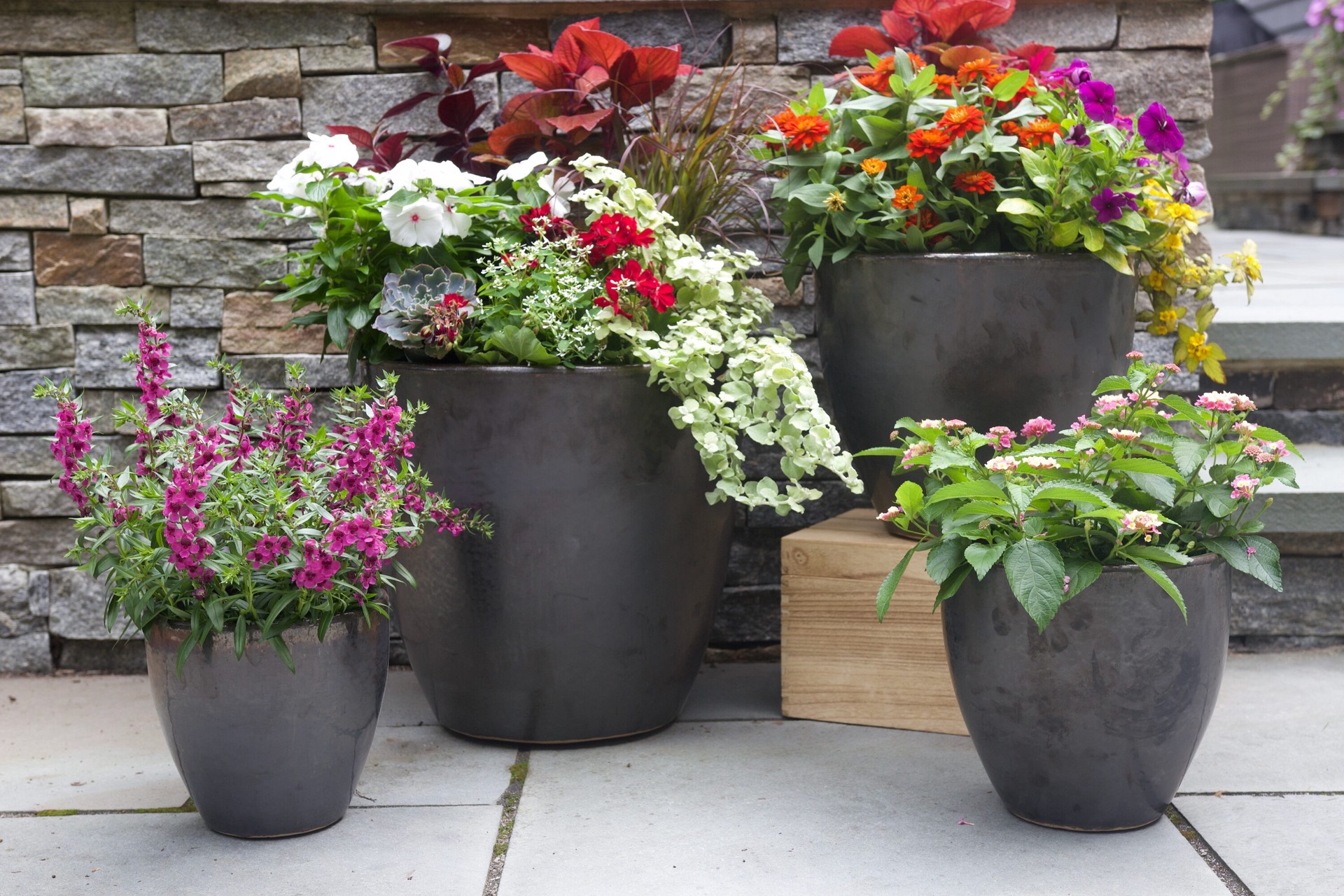 slide 4 of 5, allen + roth Round 15.1-in W x 15.1-in L Gray Ceramic Indoor/Outdoor Planter, 1 ct