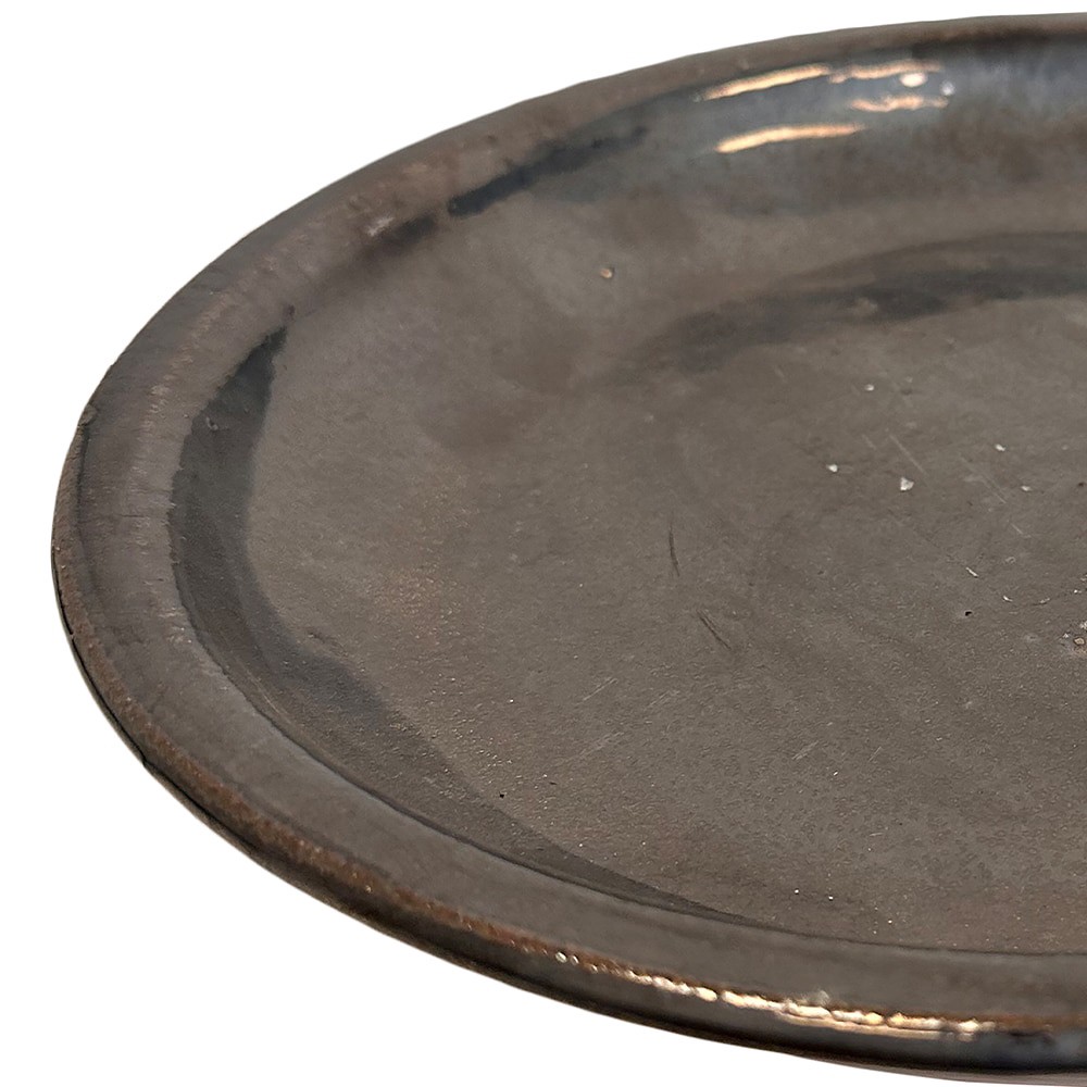 slide 3 of 6, allen + roth 11.6-in Gun Metal Glazed ceramic Plant Saucer, 1 ct