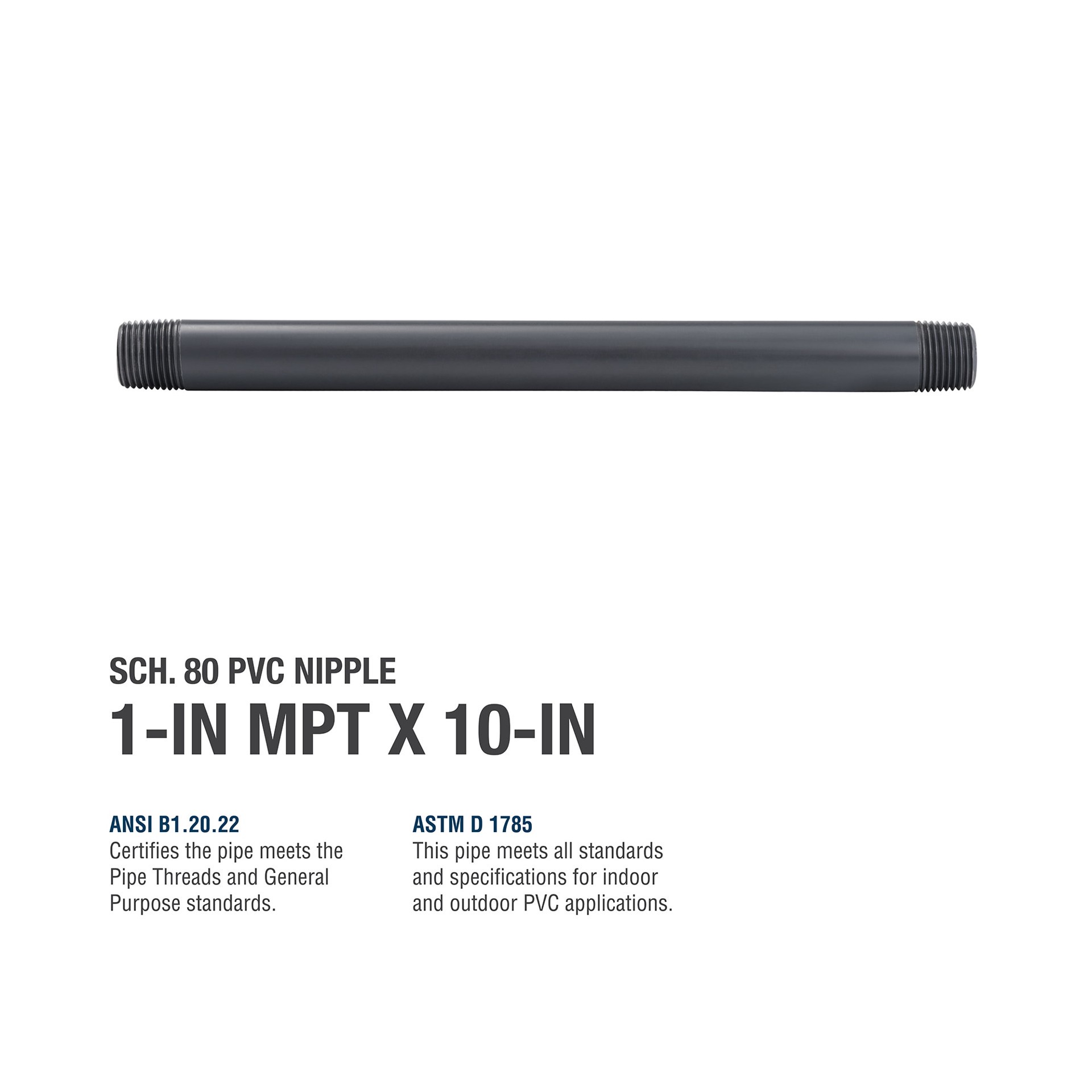 slide 4 of 5, B&K 1/2-in x 10-in Schedule 80 PVC Nipple, 1 ct