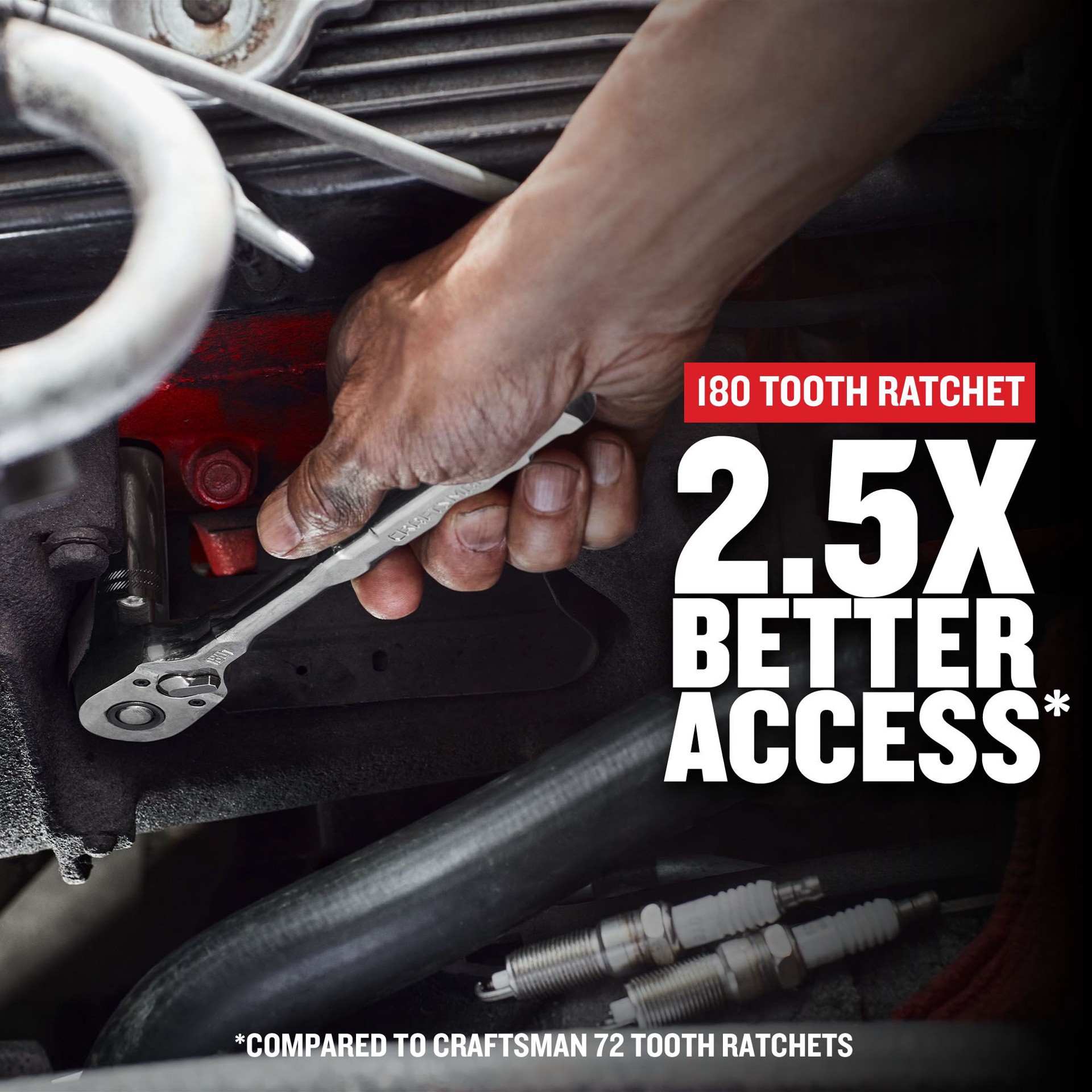 slide 3 of 6, CRAFTSMAN OVERDRIVE 180 -Tooth 1/2-in Drive Gunmetal Handle Ratchet, 1 ct