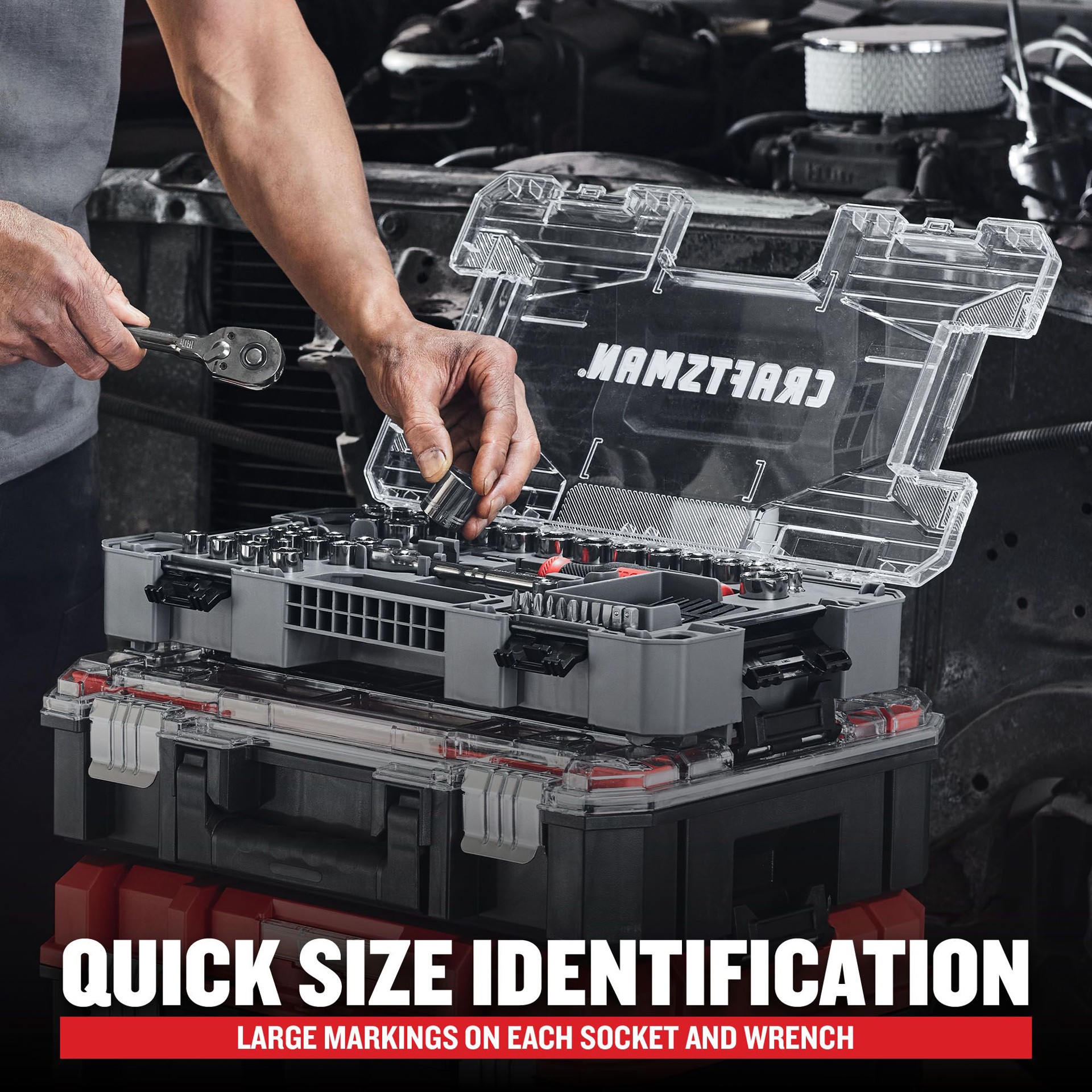 slide 4 of 6, CRAFTSMAN OVERDRIVE 180 -Tooth 1/2-in Drive Gunmetal Handle Ratchet, 1 ct